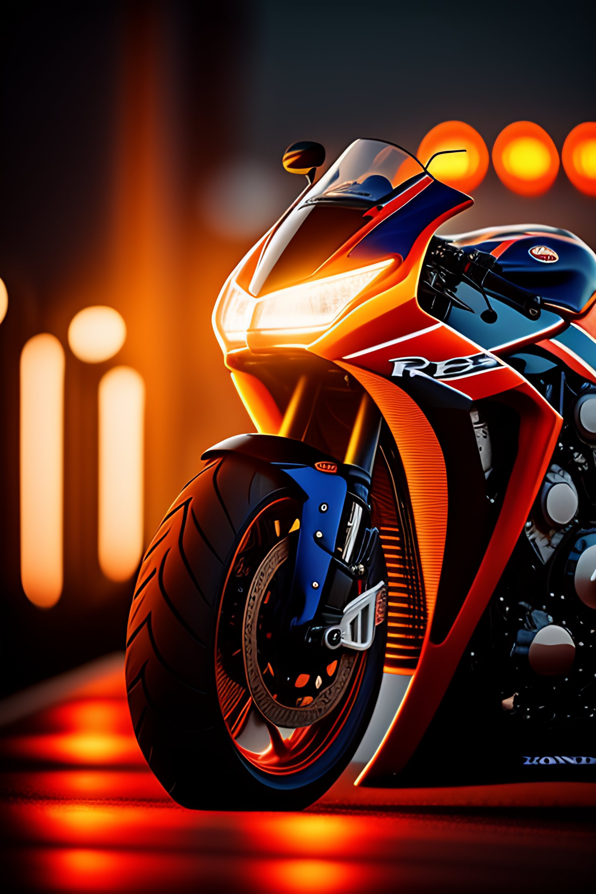 Lexica - Realistic honda 1000rr bike, orange lights, realistic theme ...