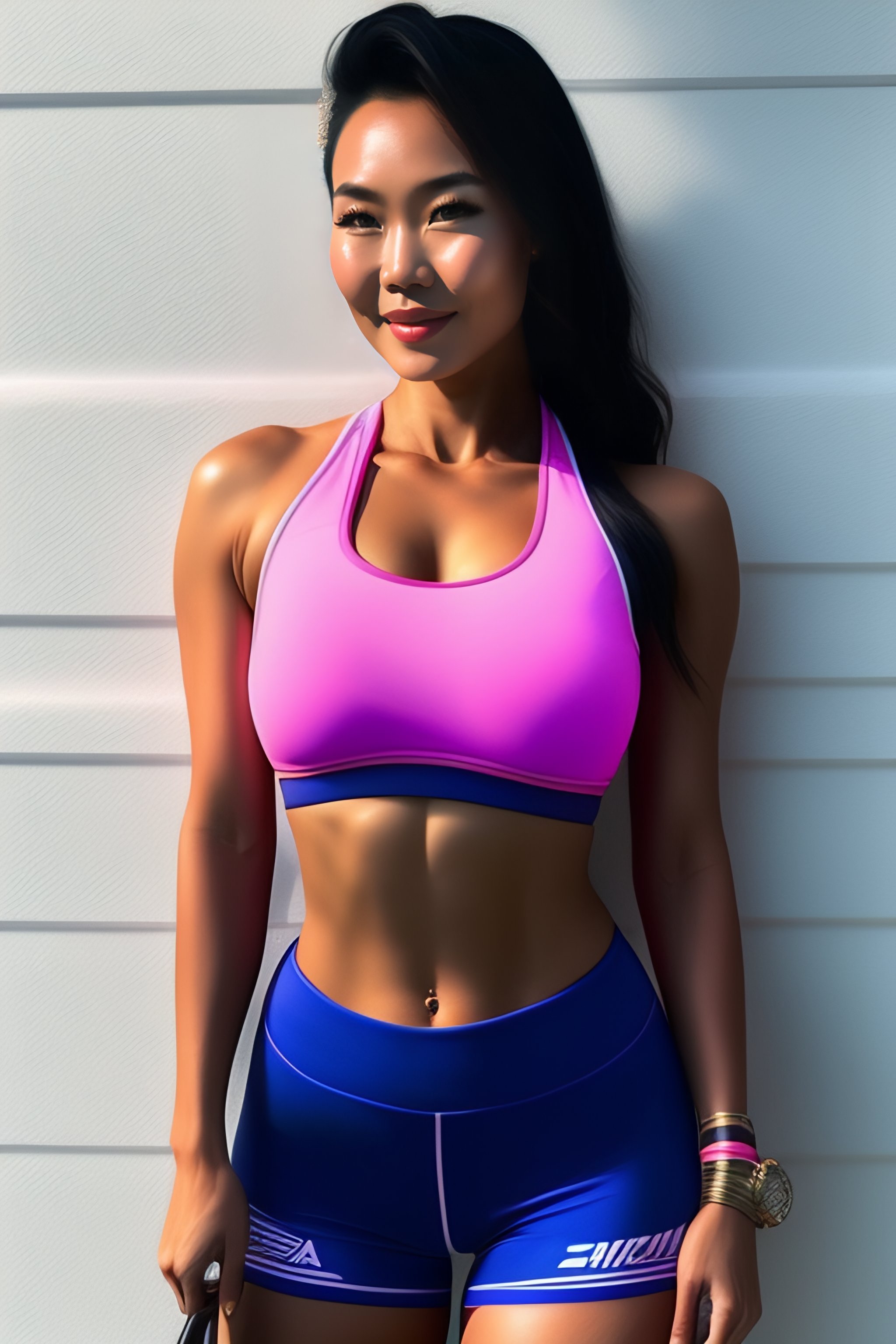 Lexica - A woman in a sports bra top and shorts, featured on