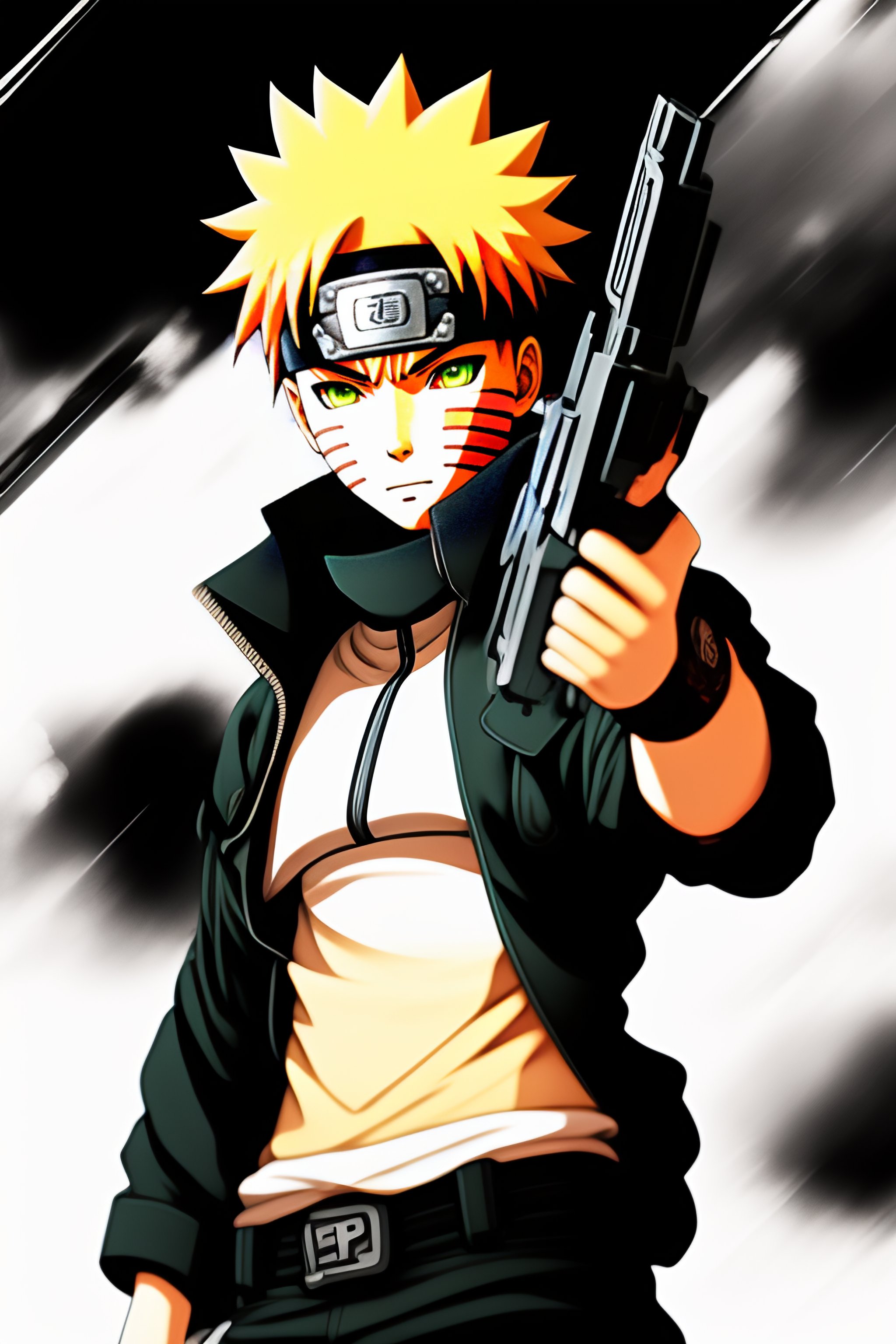 Lexica Naruto holding a gun manga style