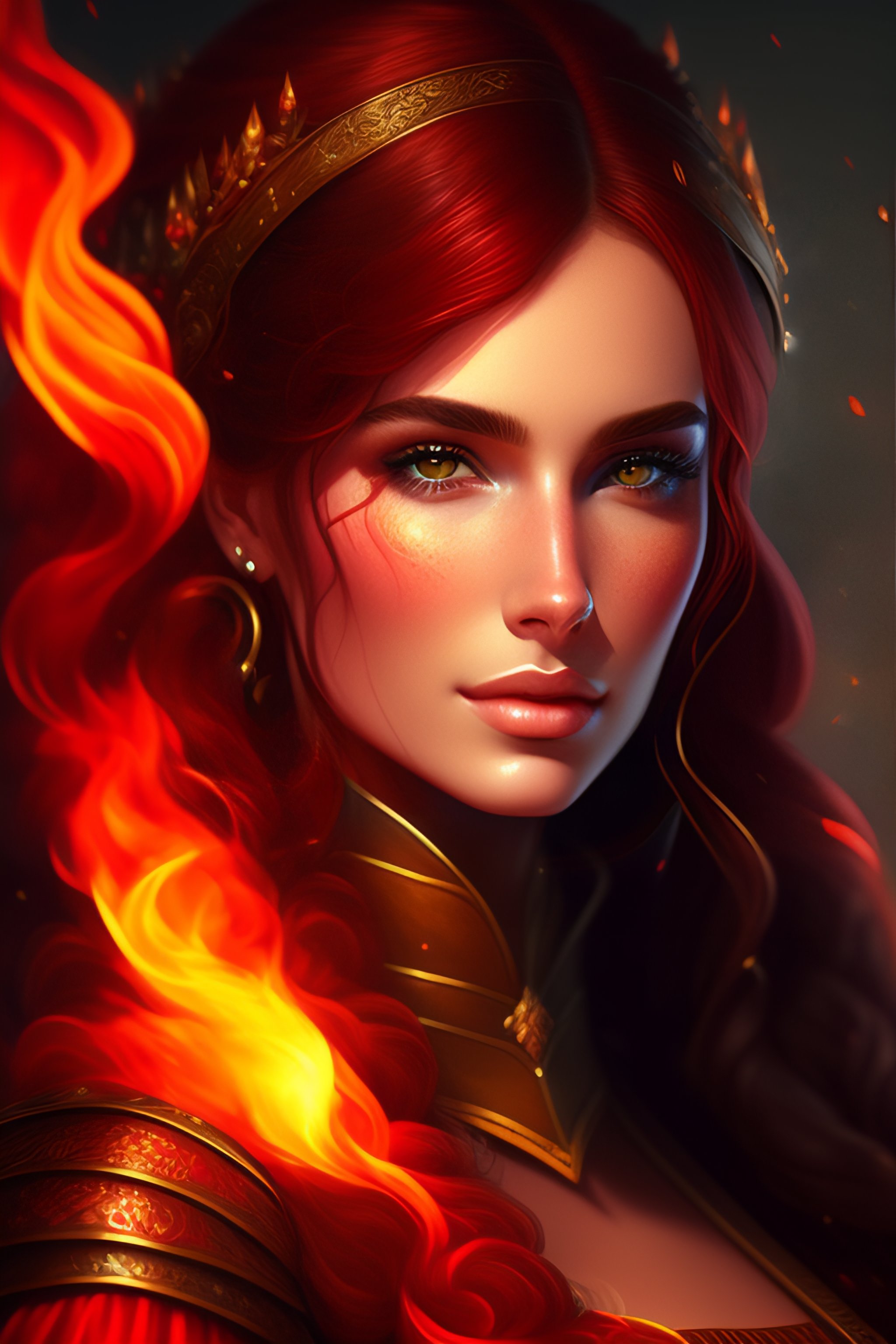 Lexica - Portrait of a beautiful woman surrounded by fire, portrait of ...