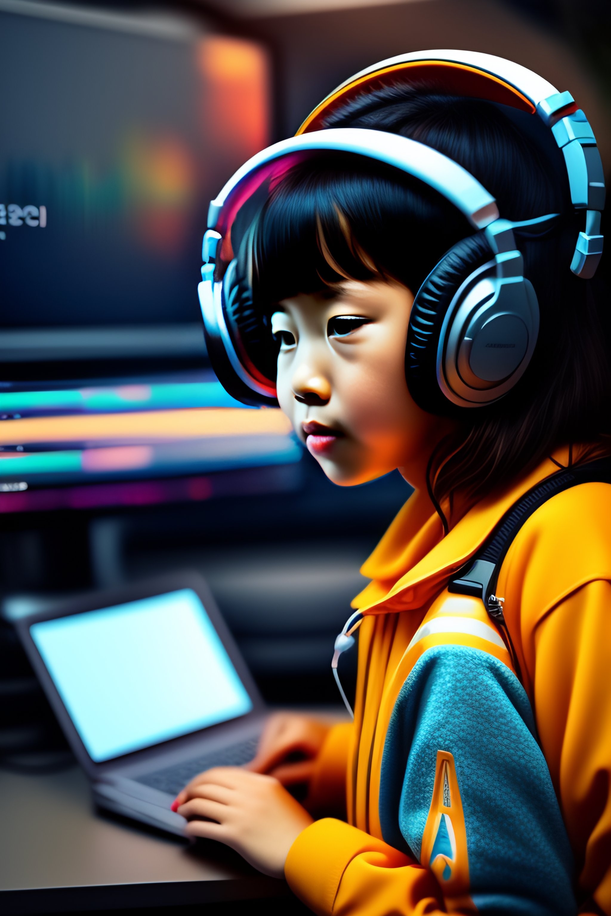 Lexica - Girl laptop headphone programming portfolio