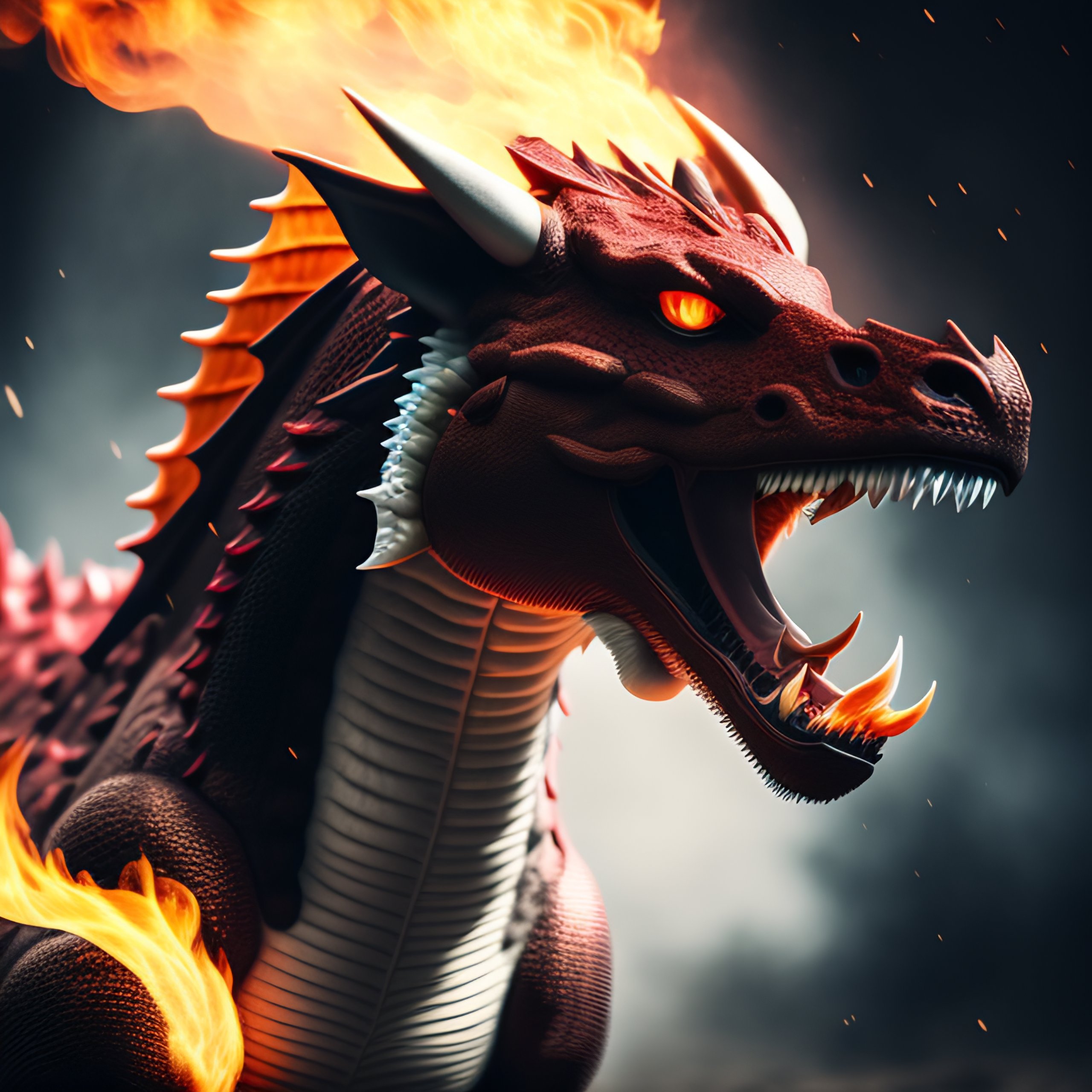 Lexica - A fierce dragon breathing fire.