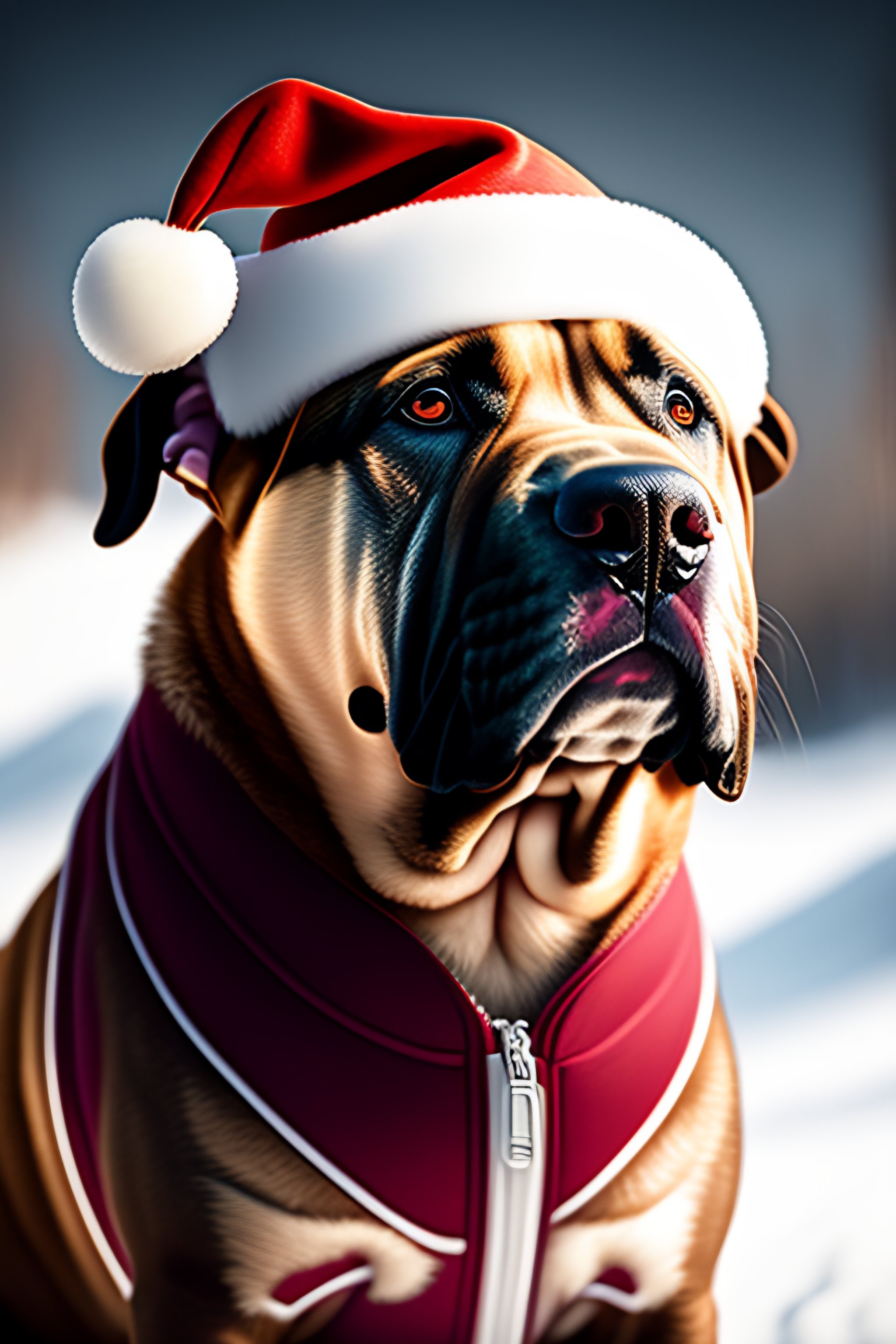 Lexica - A beautiful portrait of a cute shar pei dog dressed as santa ...