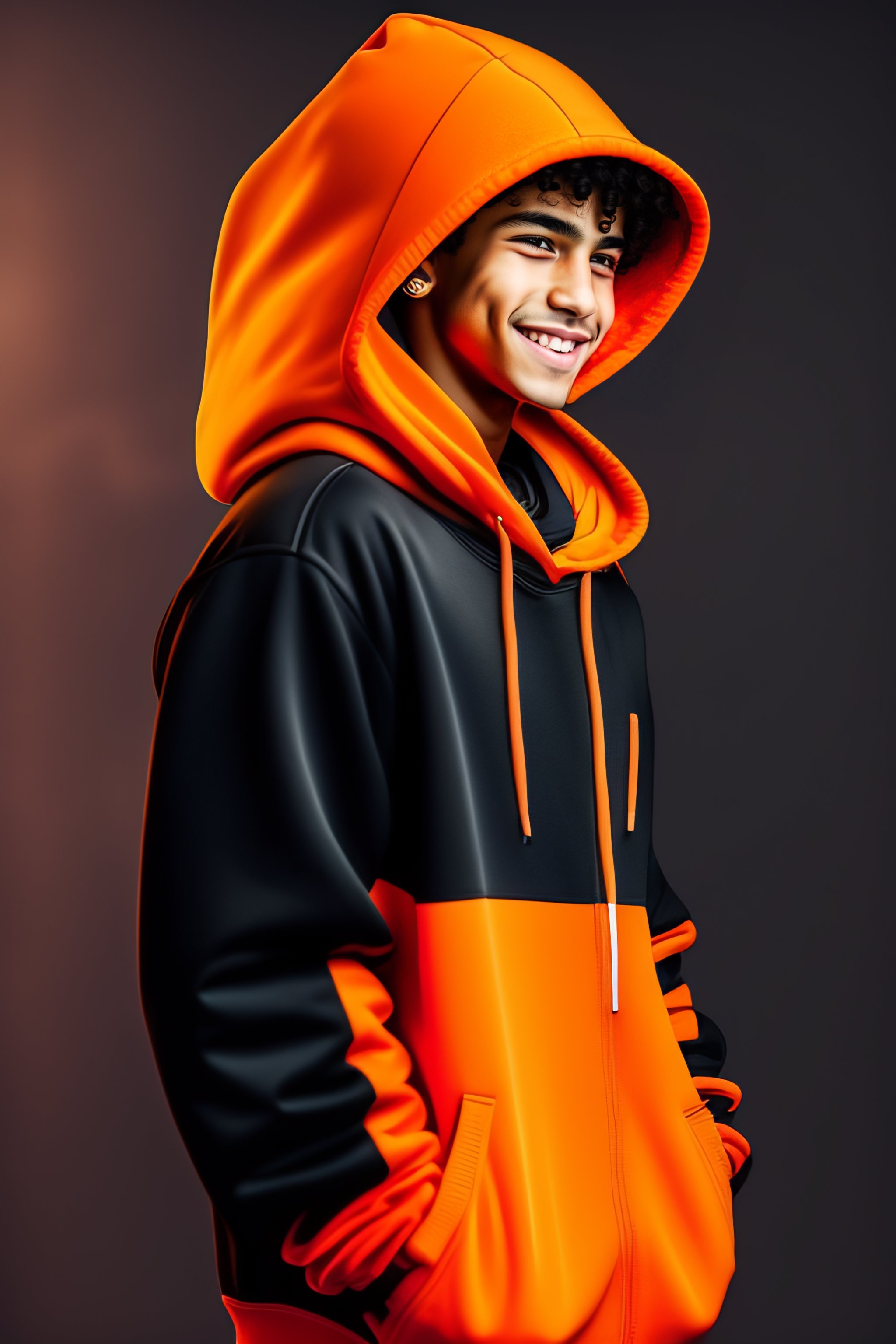 Orange and black smile cheap hoodie