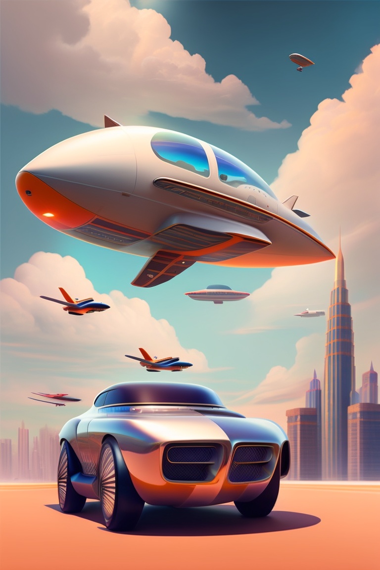 Lexica - Portrait of a futuristic city with flying cars, flying clouds ...
