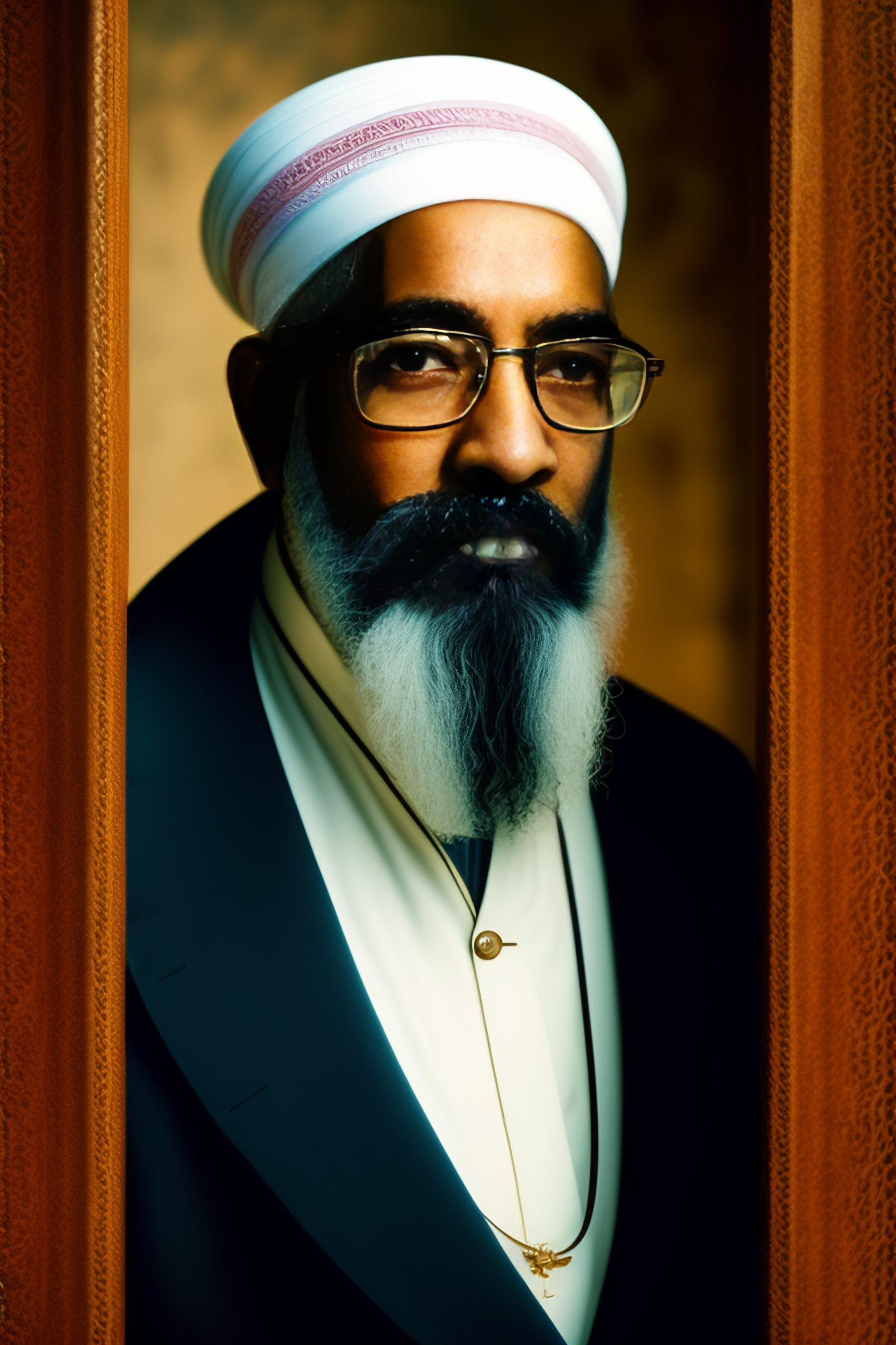 Lexica - Portrait of a bearded Muslim scholar with medicated glasses