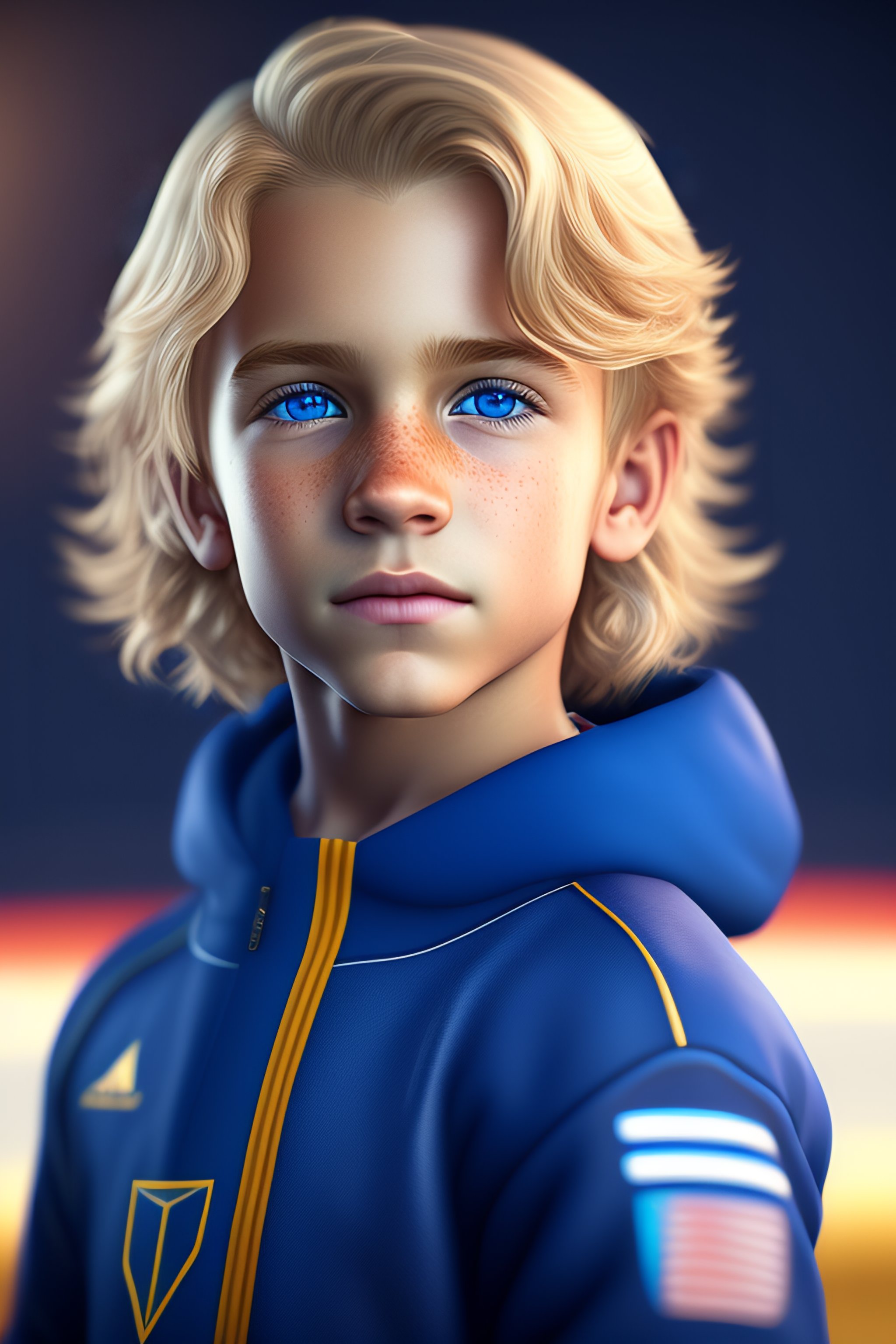 Lexica - A detailed portrait of boy with blonde hair and blue eyes ...