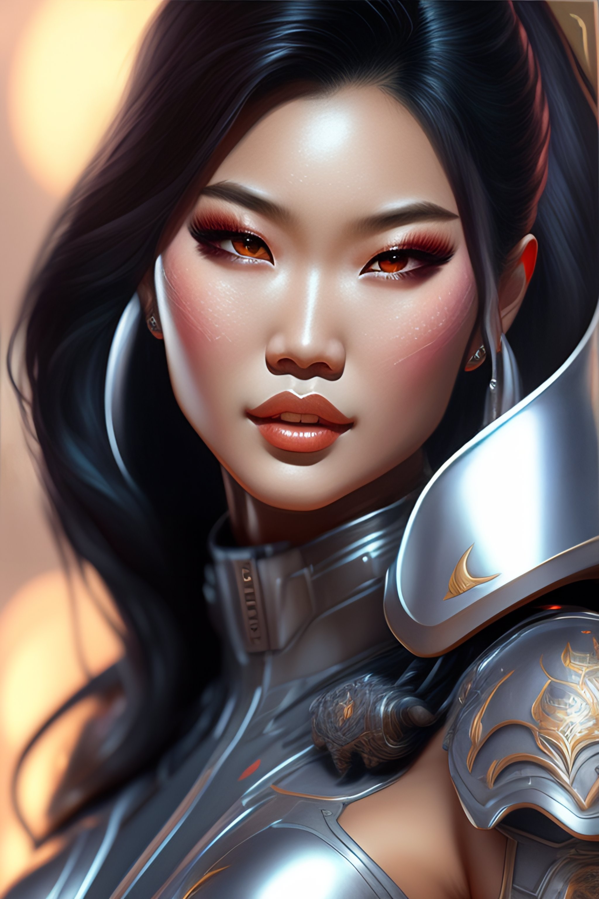 Lexica - Asian girls painting of a cybernetic grey werewolf with power ...