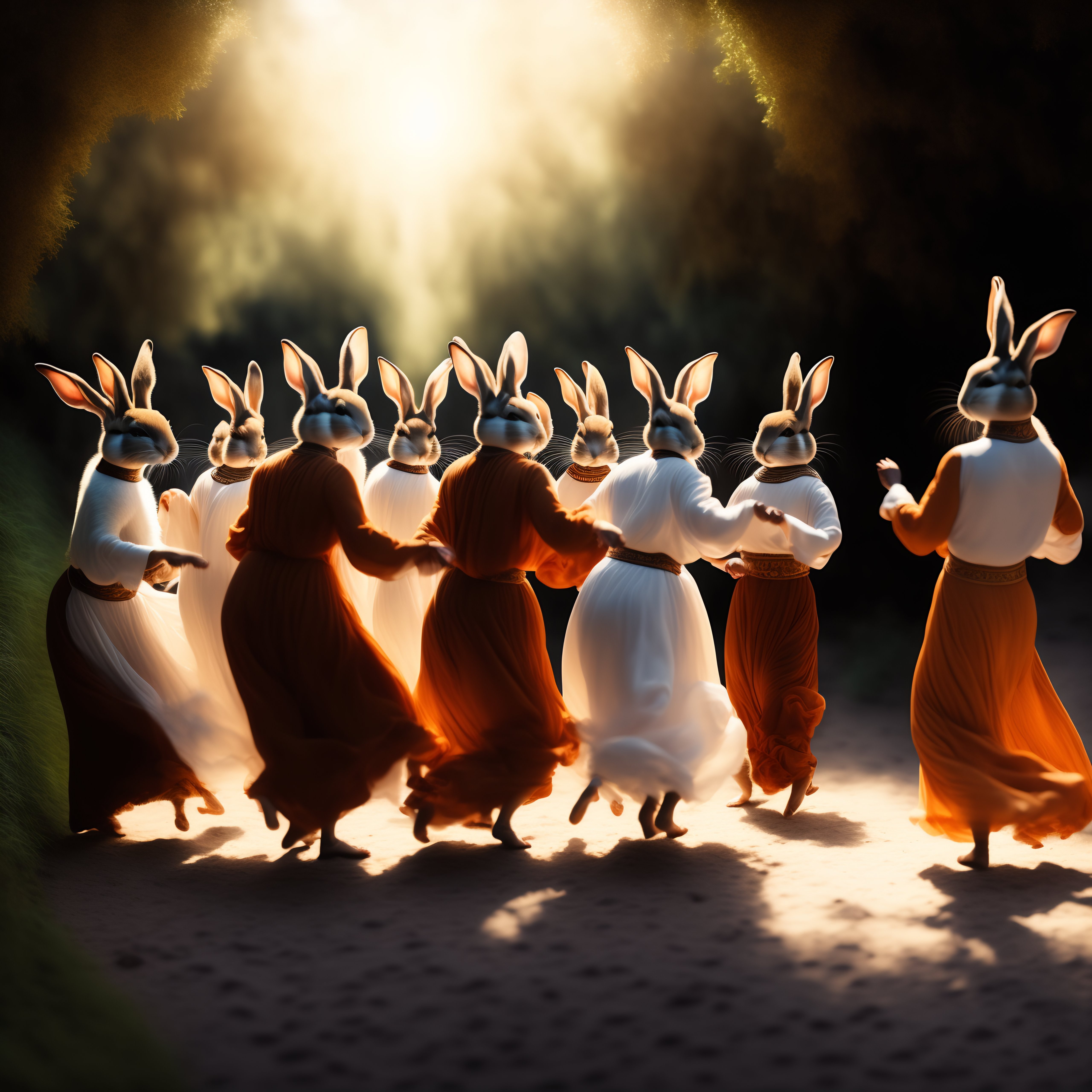 Lexica - Group of arabs dancing with bunnies
