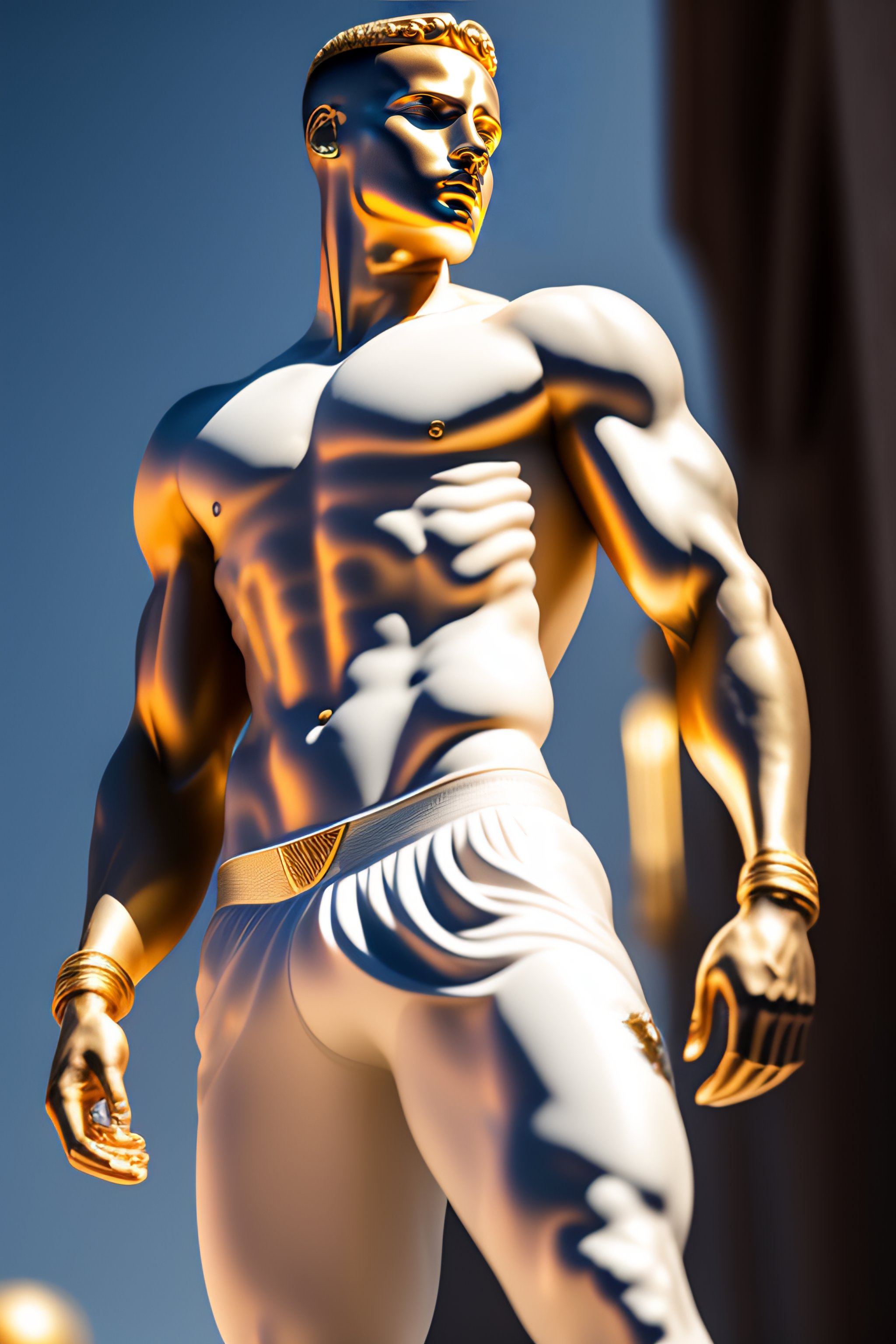 Lexica - A statue made of white marble with gold veins, of steph curry ...