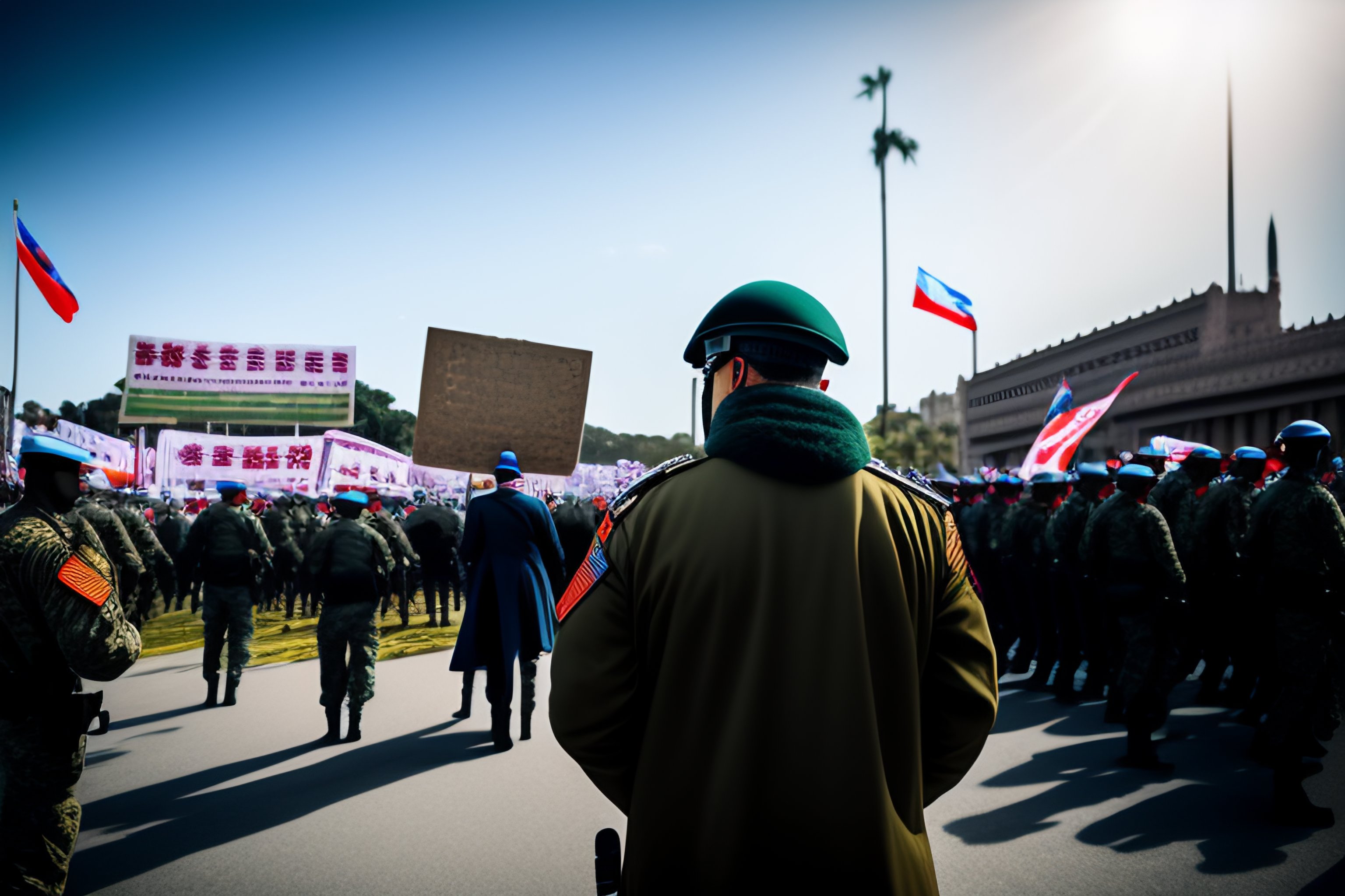Lexica - A man protesting against the military regime