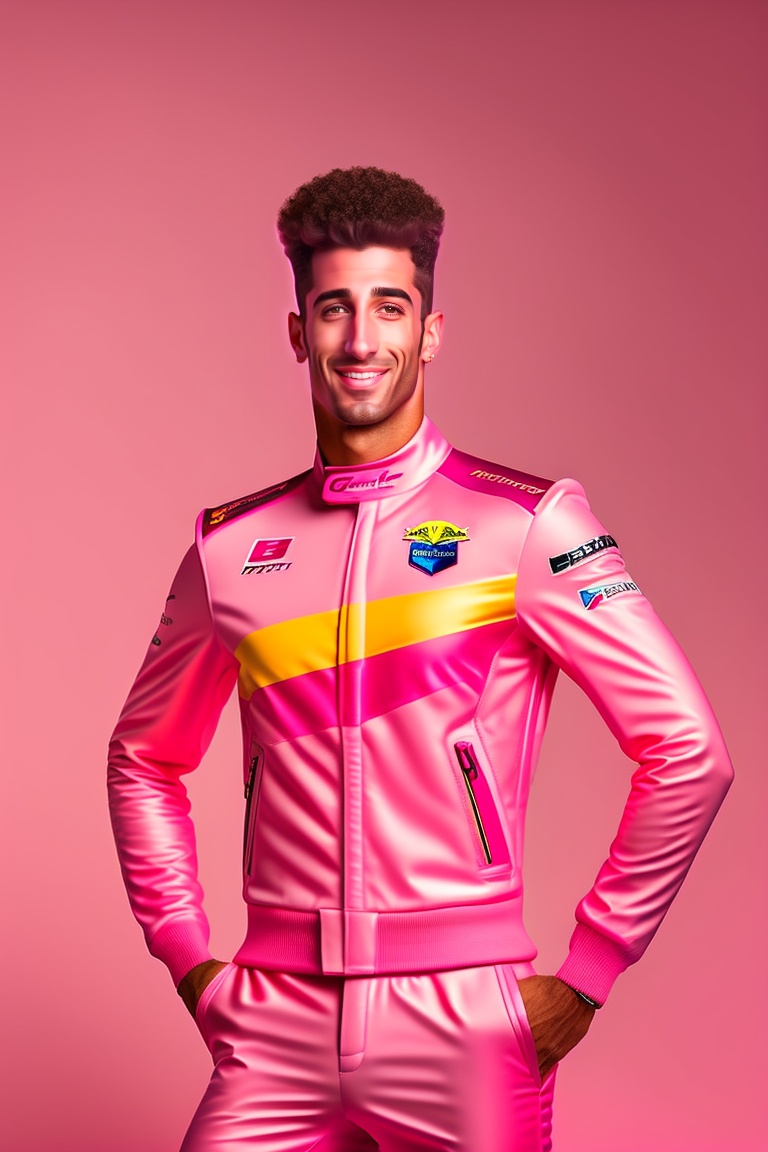 Lexica - Daniel Ricciardo in bubblegum pink race outfit, redbull F1 car ...