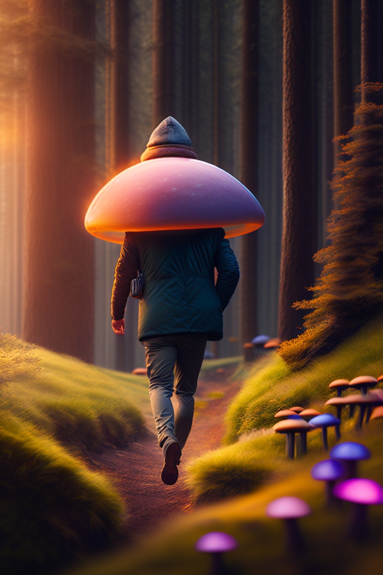 Lexica - Inidna man tripping on mushrooms,Mushroom Forest in Interstellar