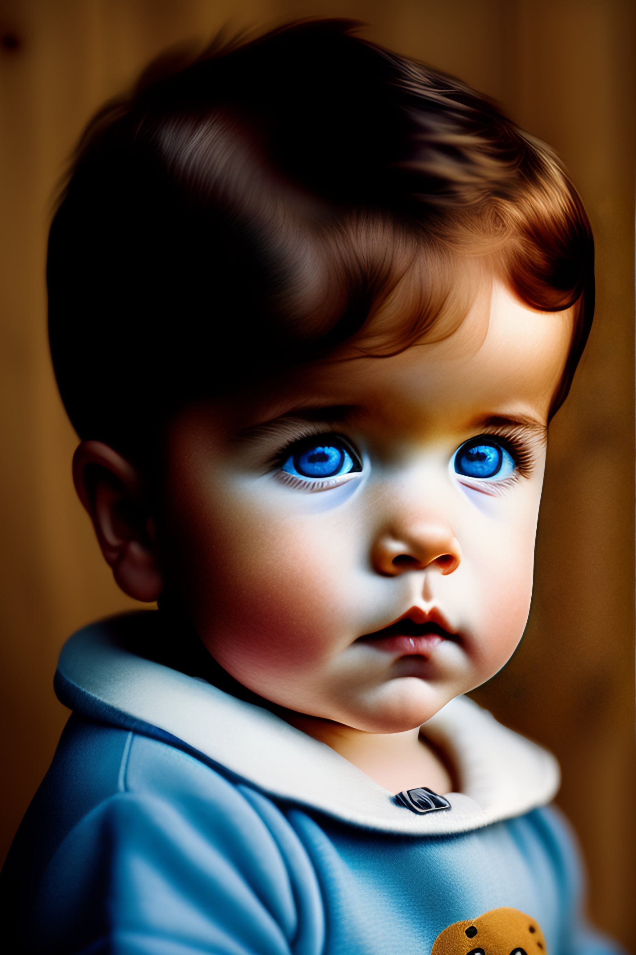 cute baby boy with brown hair and blue eyes