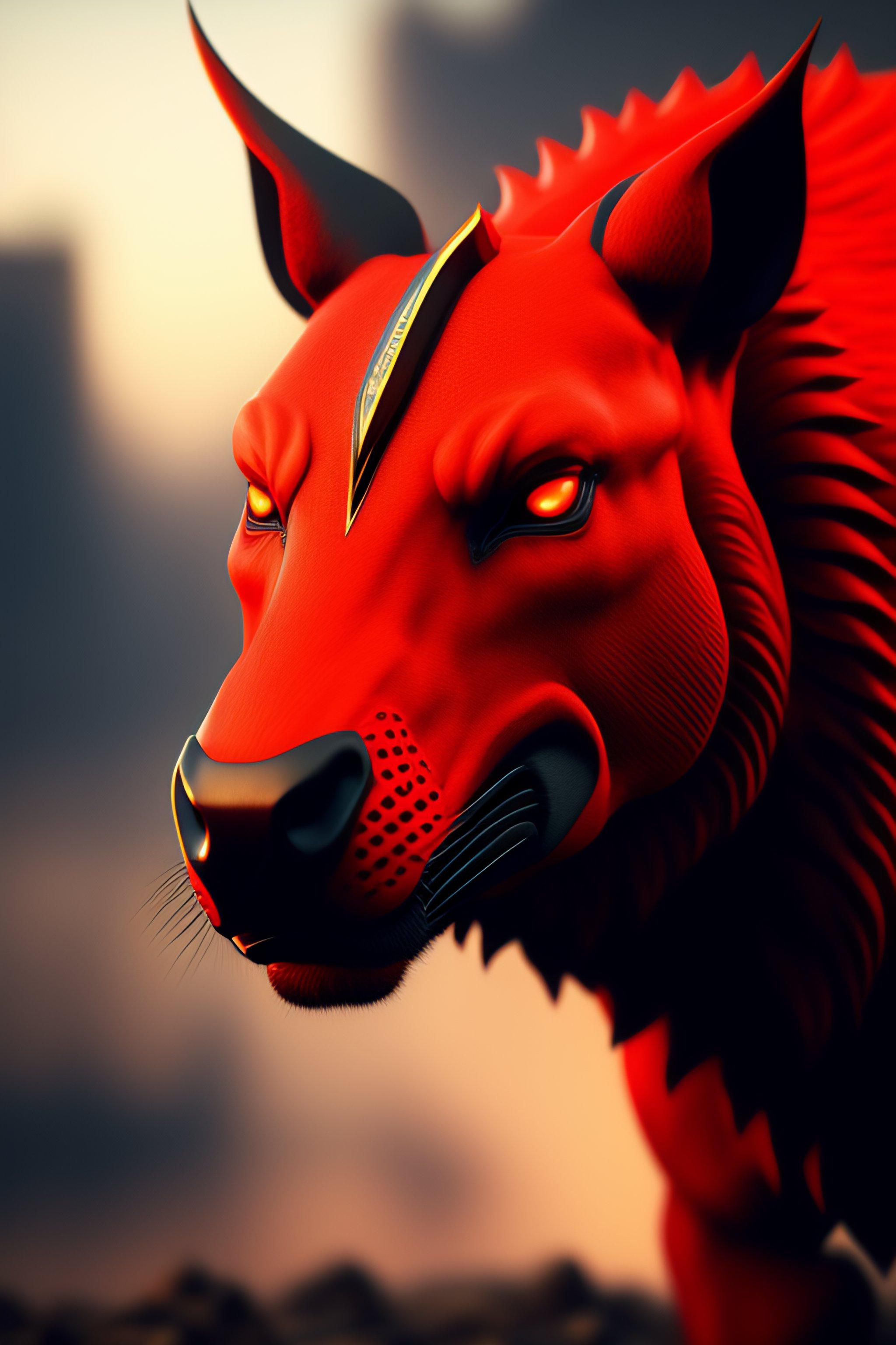 Lexica - Red demon,great nose ,Black armor,Red great honet,yelow eyes ...