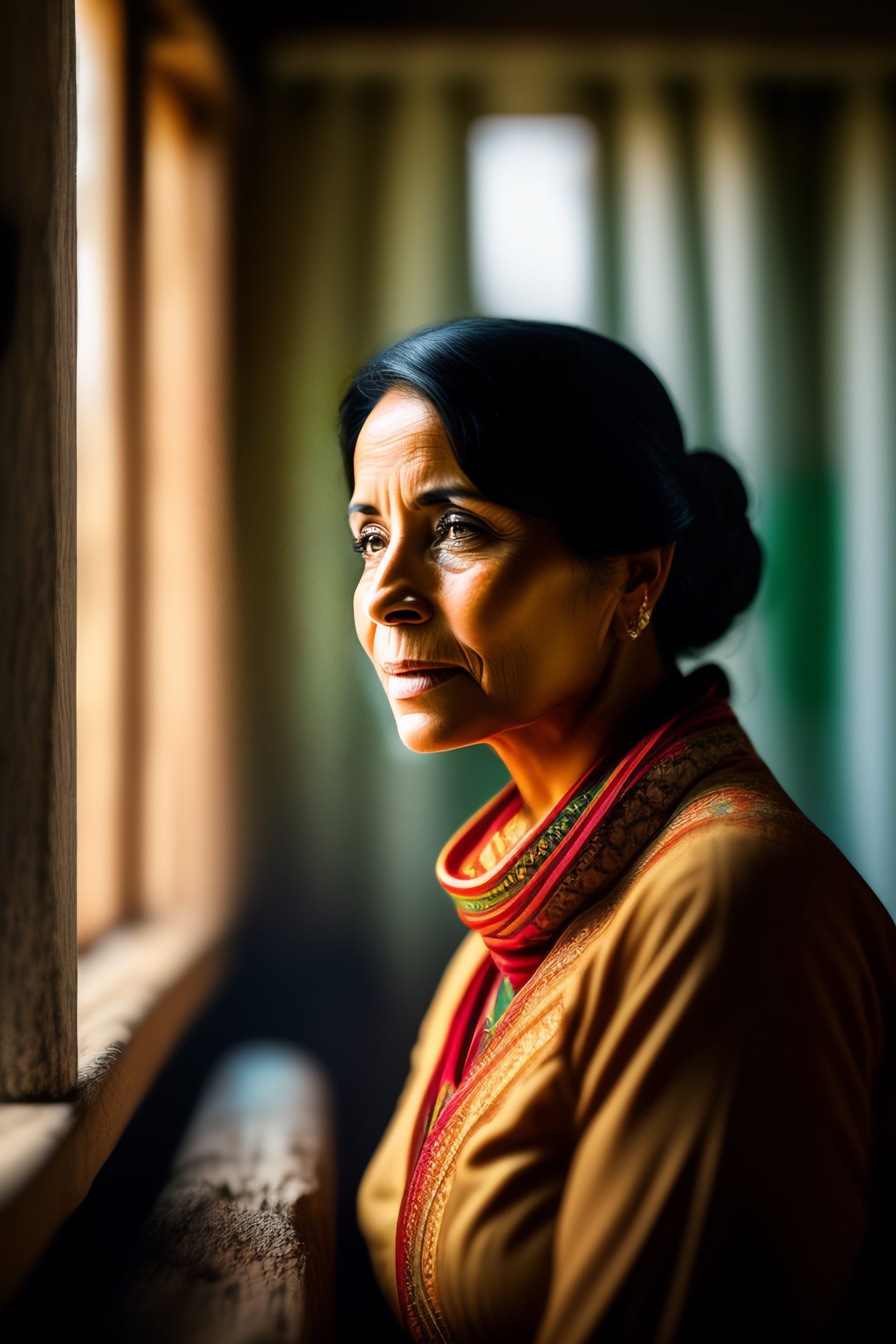 Lexica - Photography of a woman in a farmer's house
