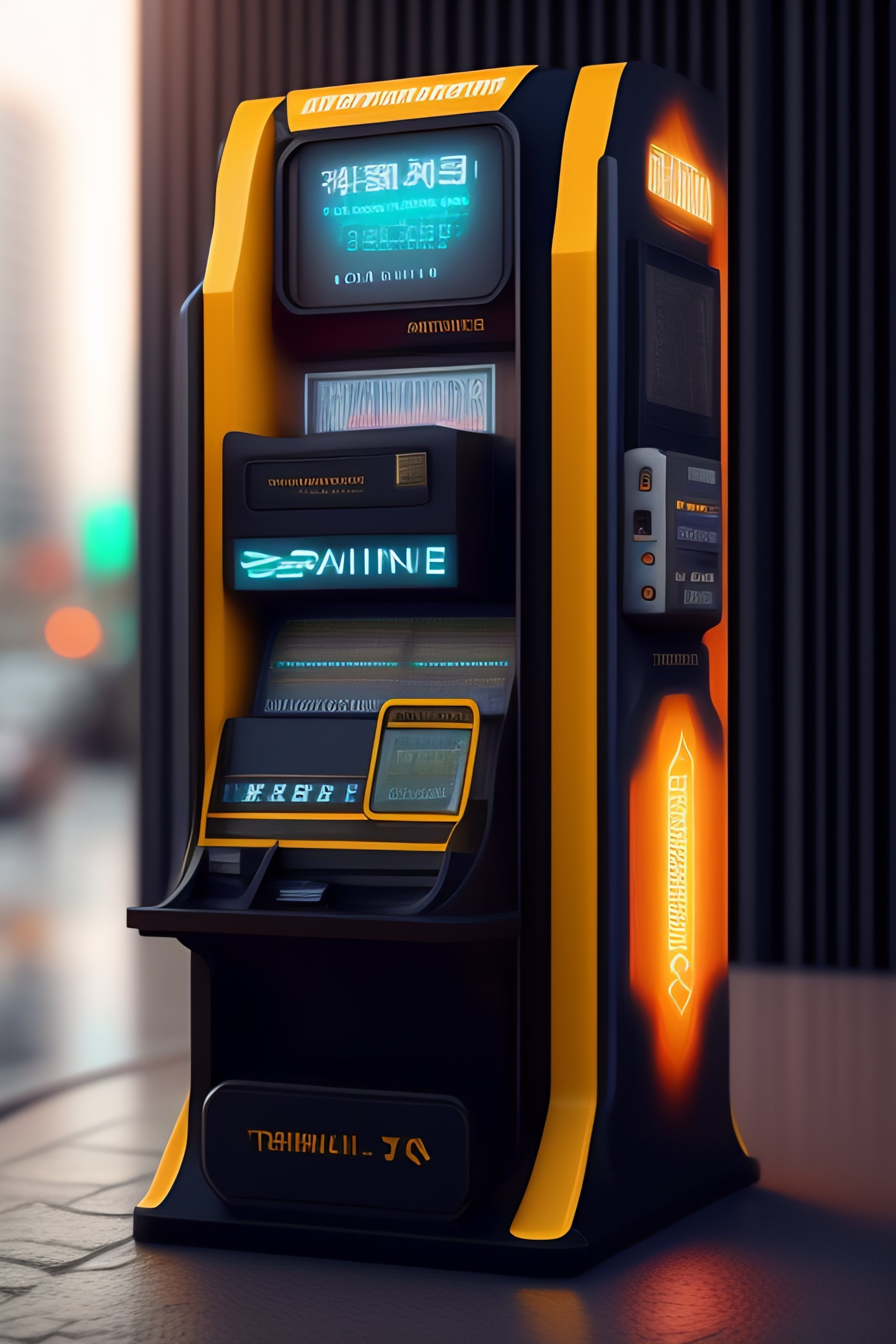 Lexica - Realistic, cyberpunk, printing dollar machine, without any words