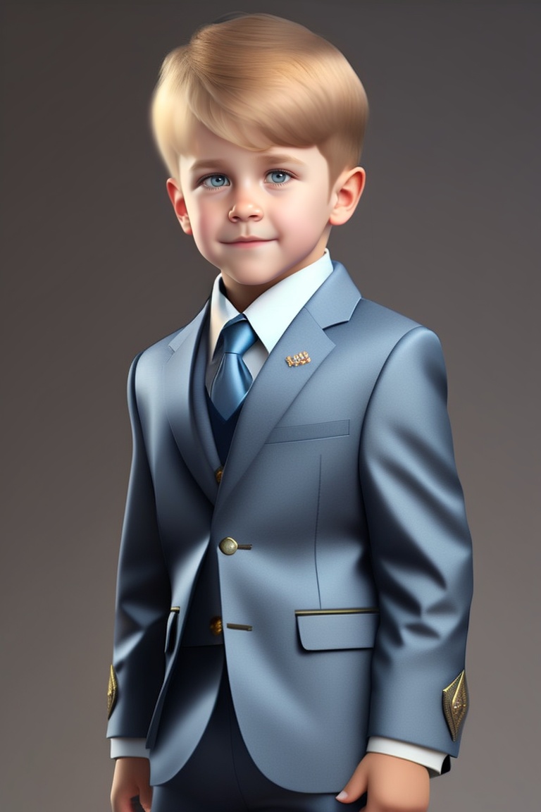 Lexica Boy in short suit, best quality and in 3D