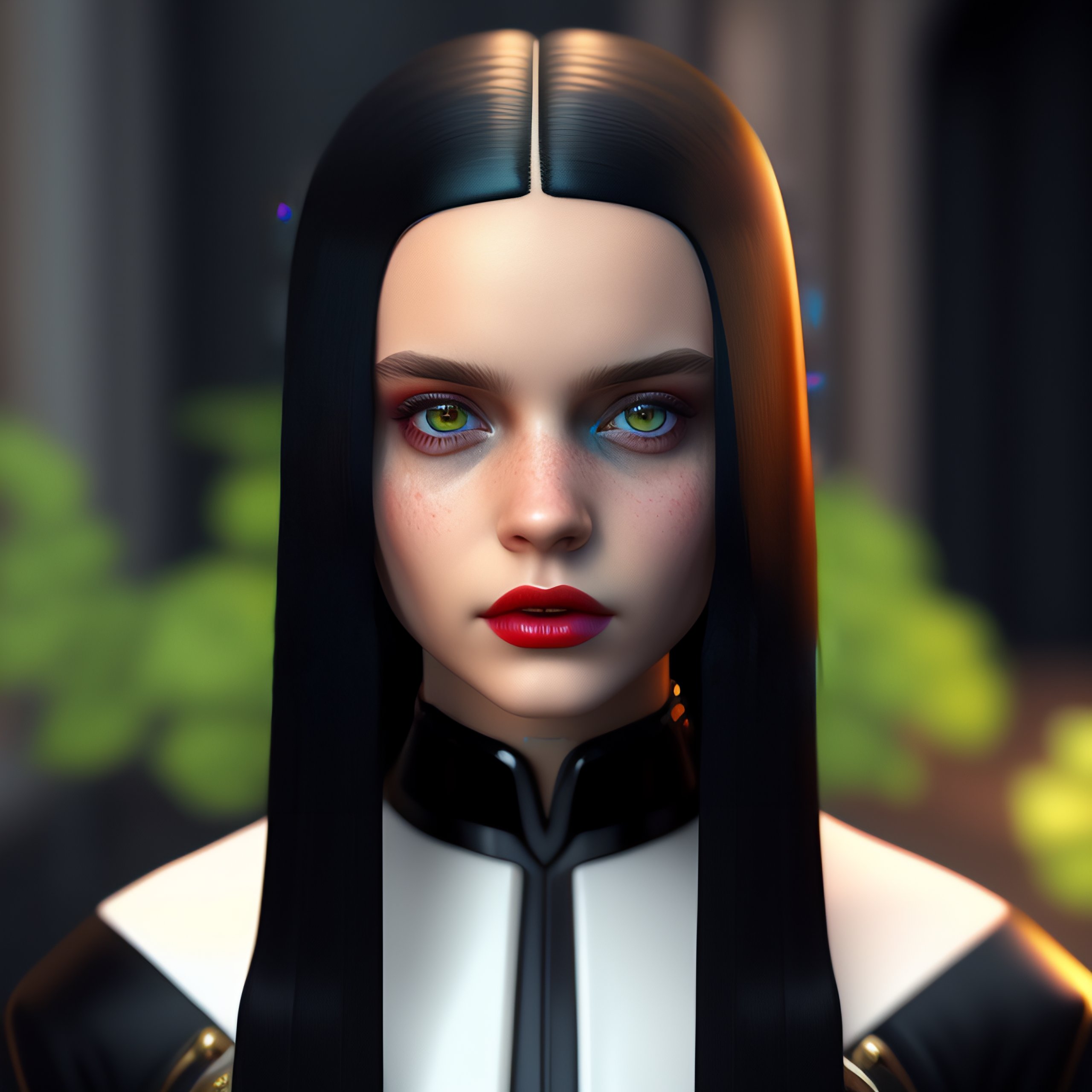 Lexica - Wednesday addams cyberpunk realistic 3d render --q 5 --ar 1:1