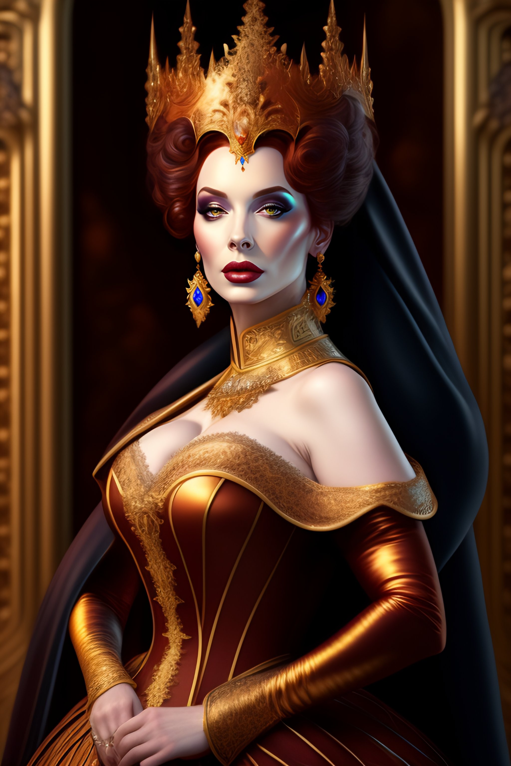 Lexica - Christina hendricks dressed as a dark evil queen, baroque  painting, intricate, elegant, highly detailed, centered, digital painting,