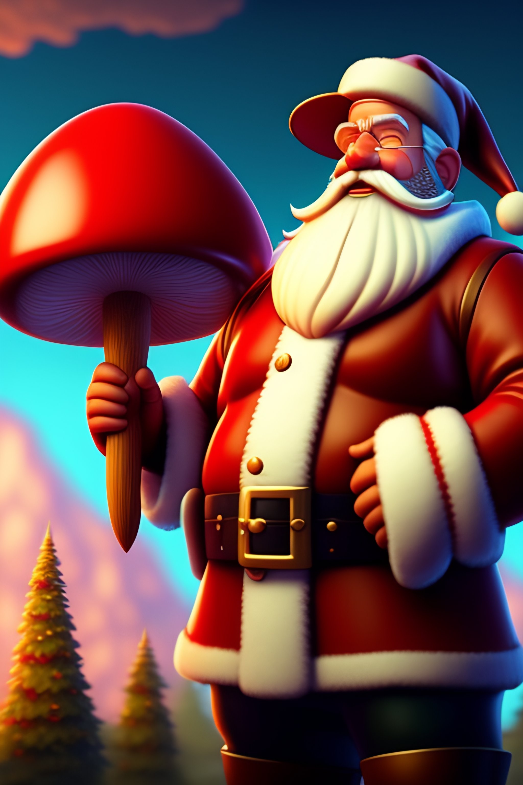 Lexica - Santa claus with a mushroom fly agaric in his hands, realistic ...