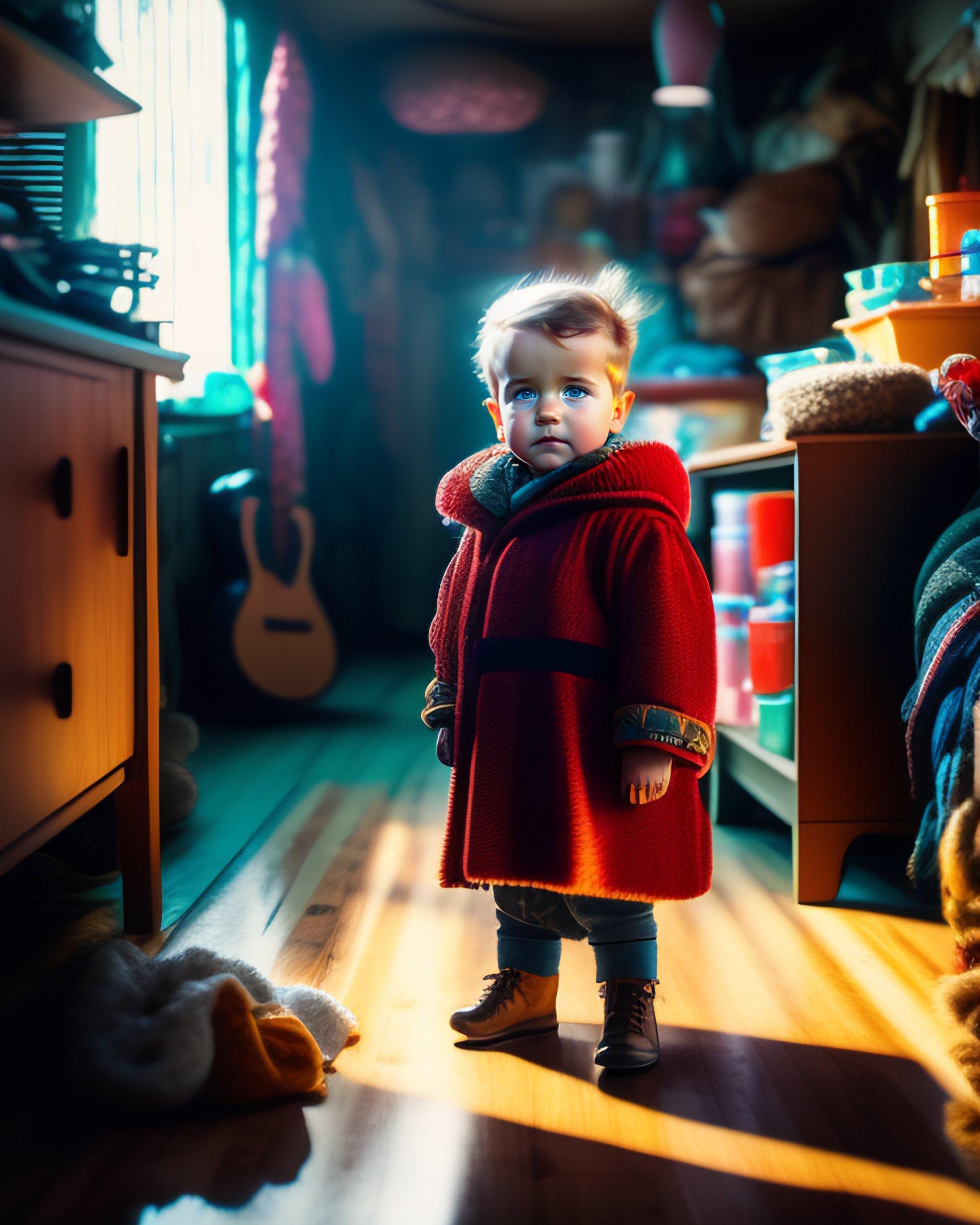 Lexica - Wide angle Environmental shot of obi wan kenobi as toddler in ...