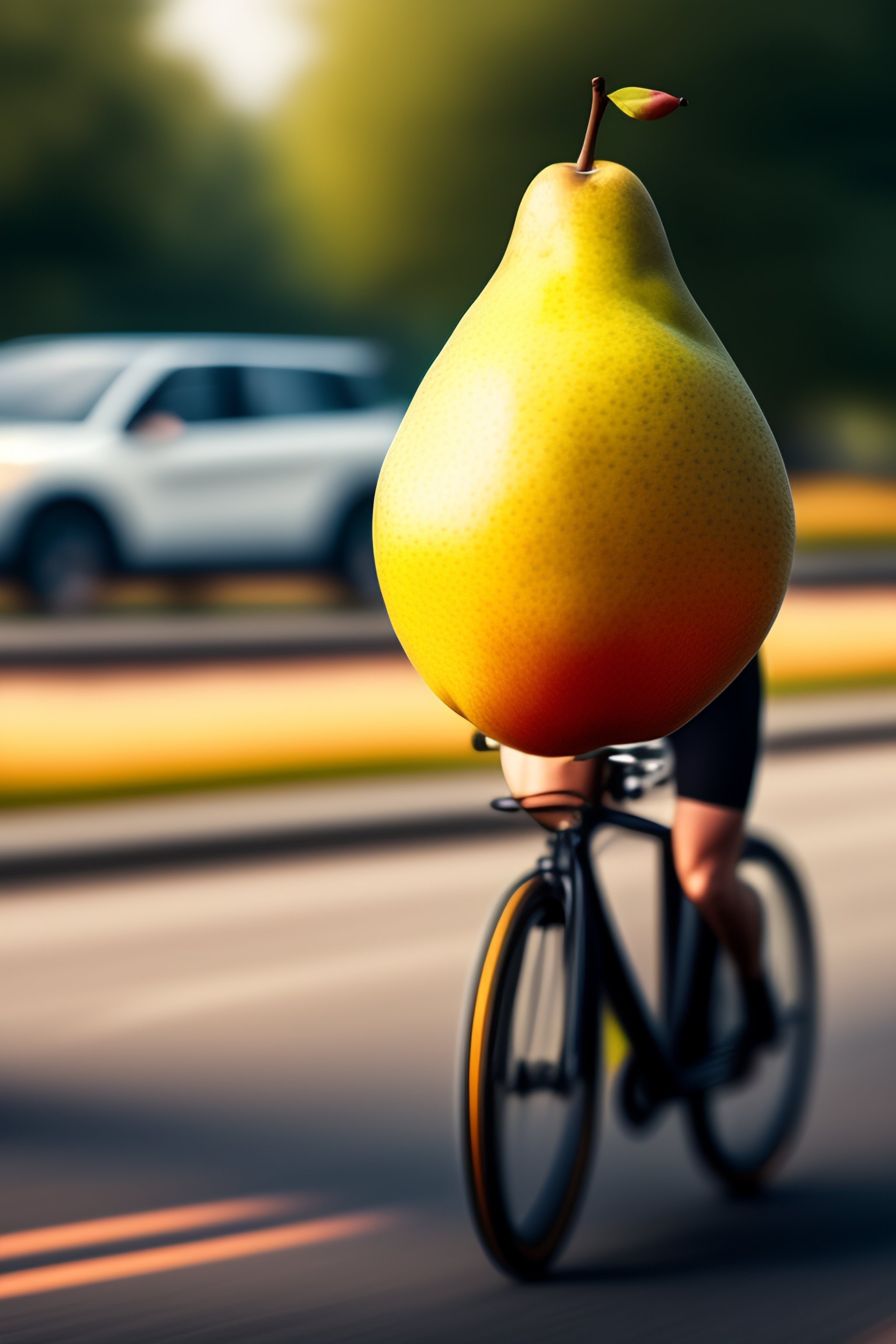 Lexica - Pear driving a bike
