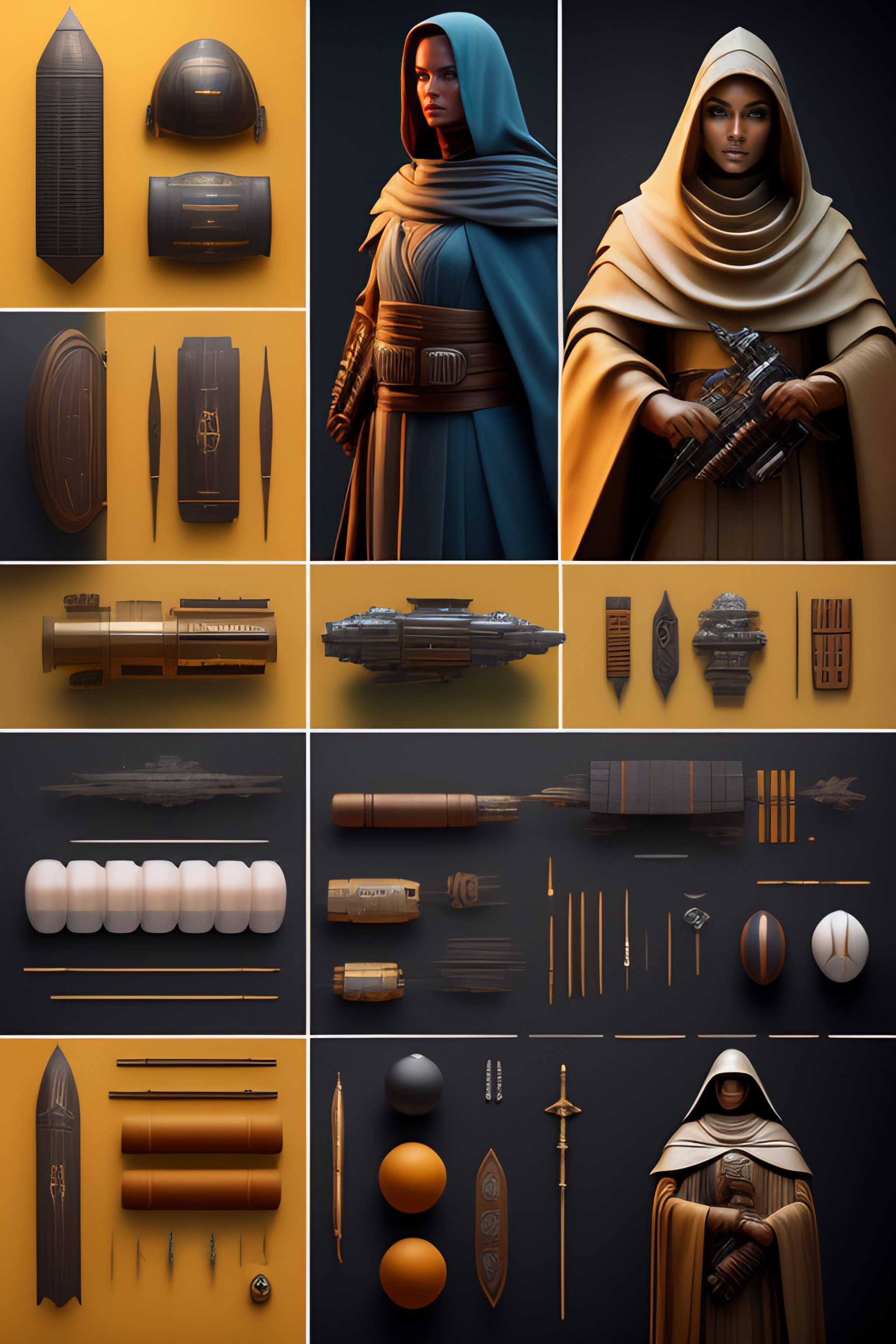 Lexica - Harry potter props, costumes and props, knolling, knolling layout,  deconstruction, highly detailed, depth, many parts, lumen render, 8k