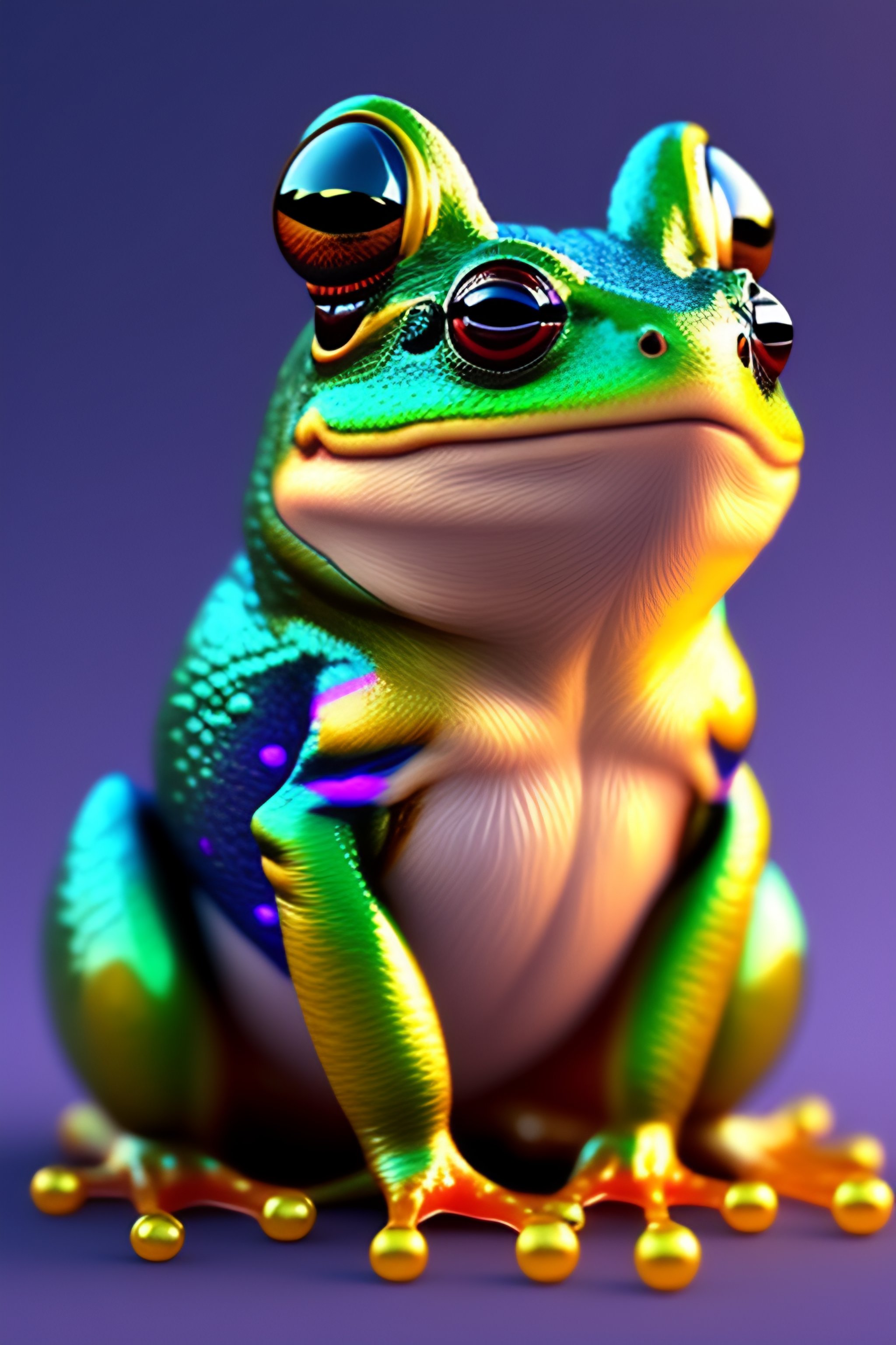 Lexica - High quality 3 d render hyperrealist very cute multicolor frog ...