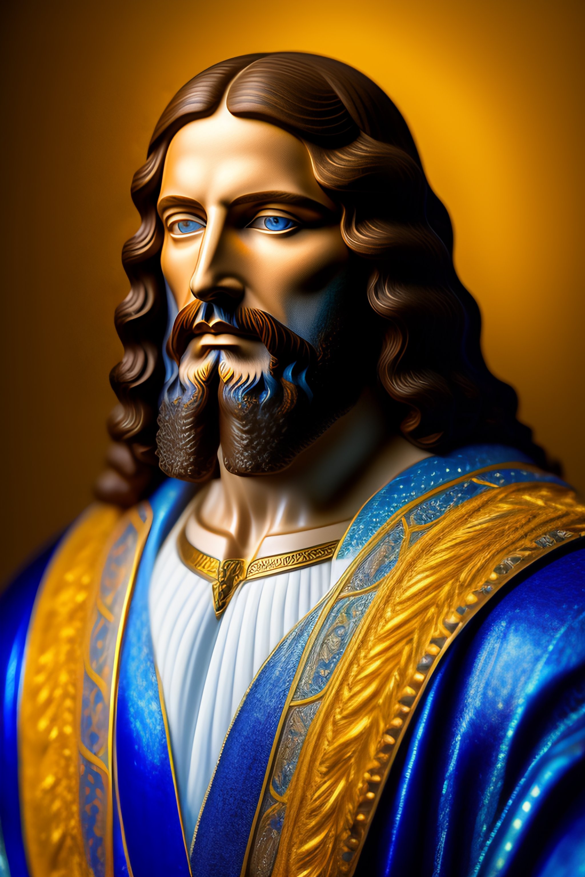 Lexica - A portrait of Jesus blue, white and yellow manl, highly ...