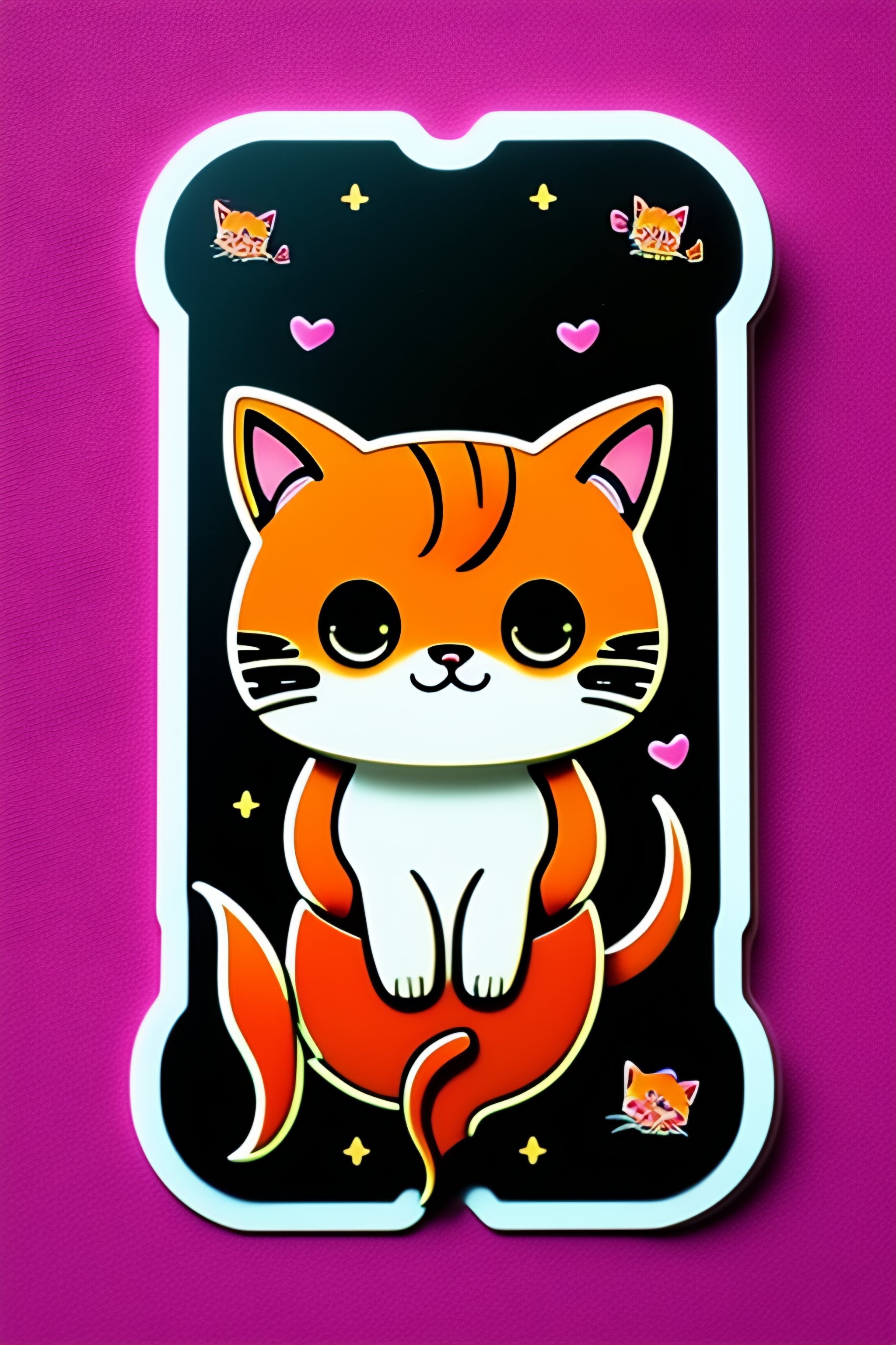 Lexica - Cute cartoon cat cutting fish sticker, anime style, no ...