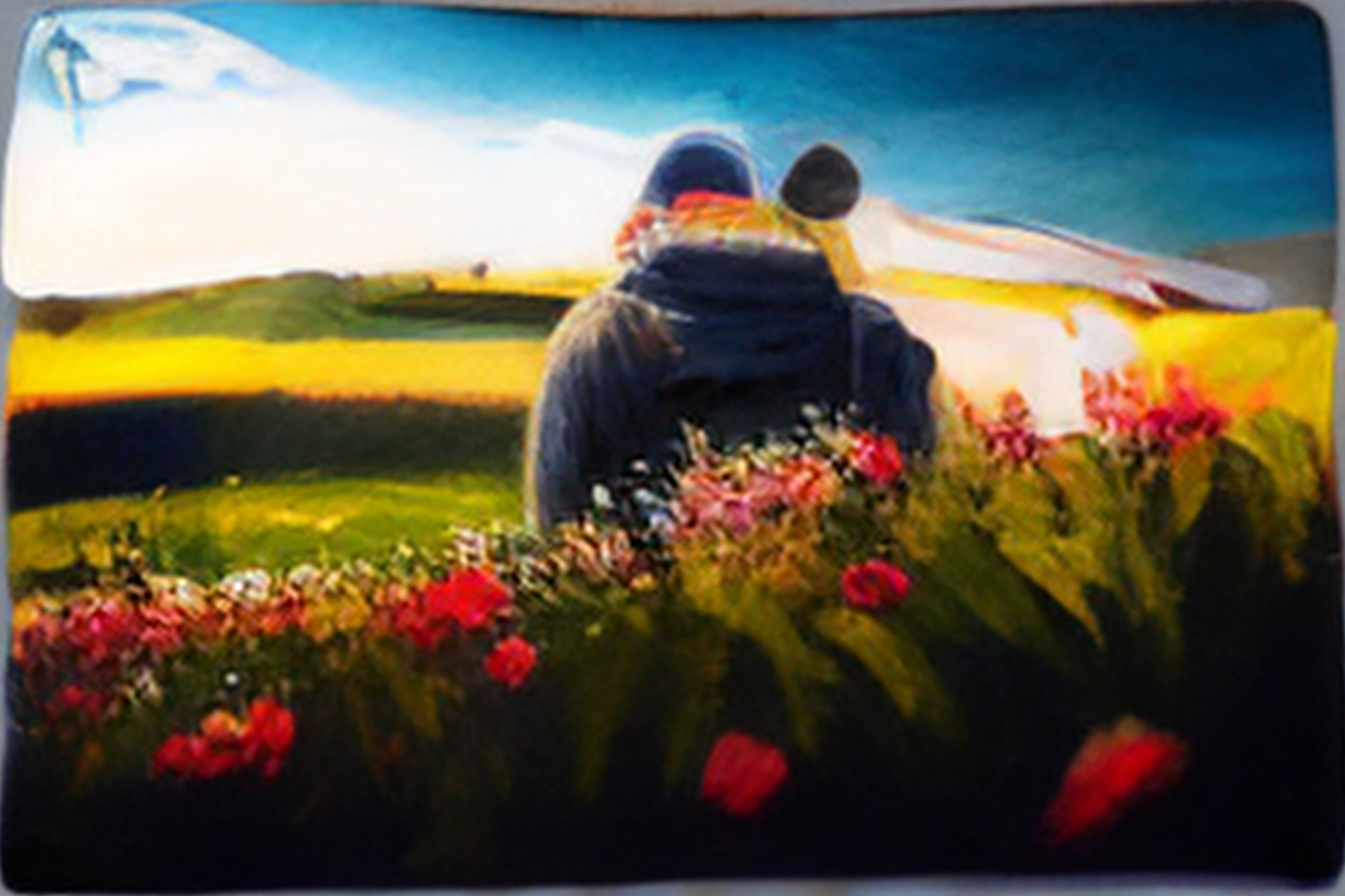 Lexica - A gardener in a field of flowers