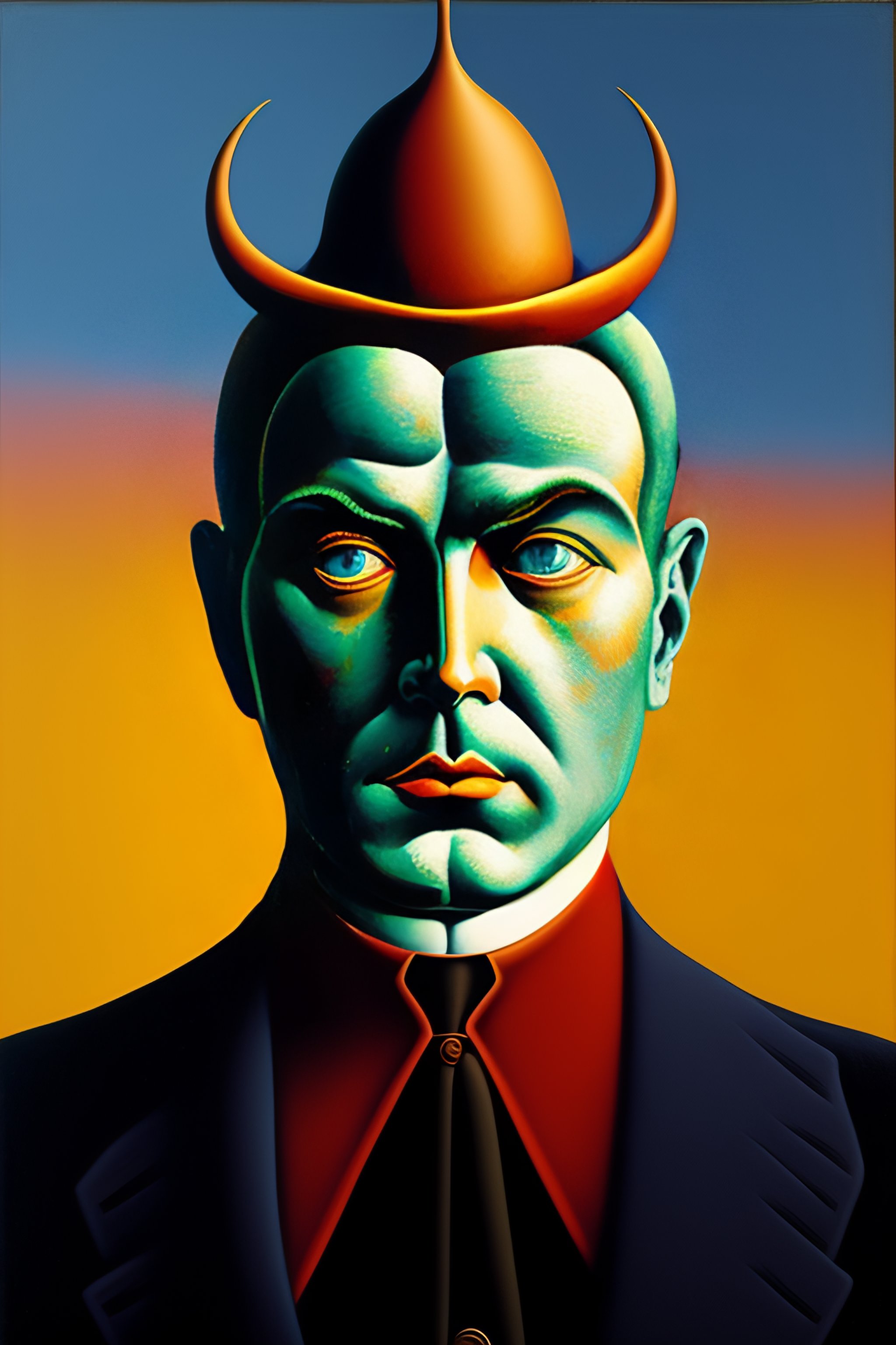 Lexica - The devil. Painted by Rene Magritte