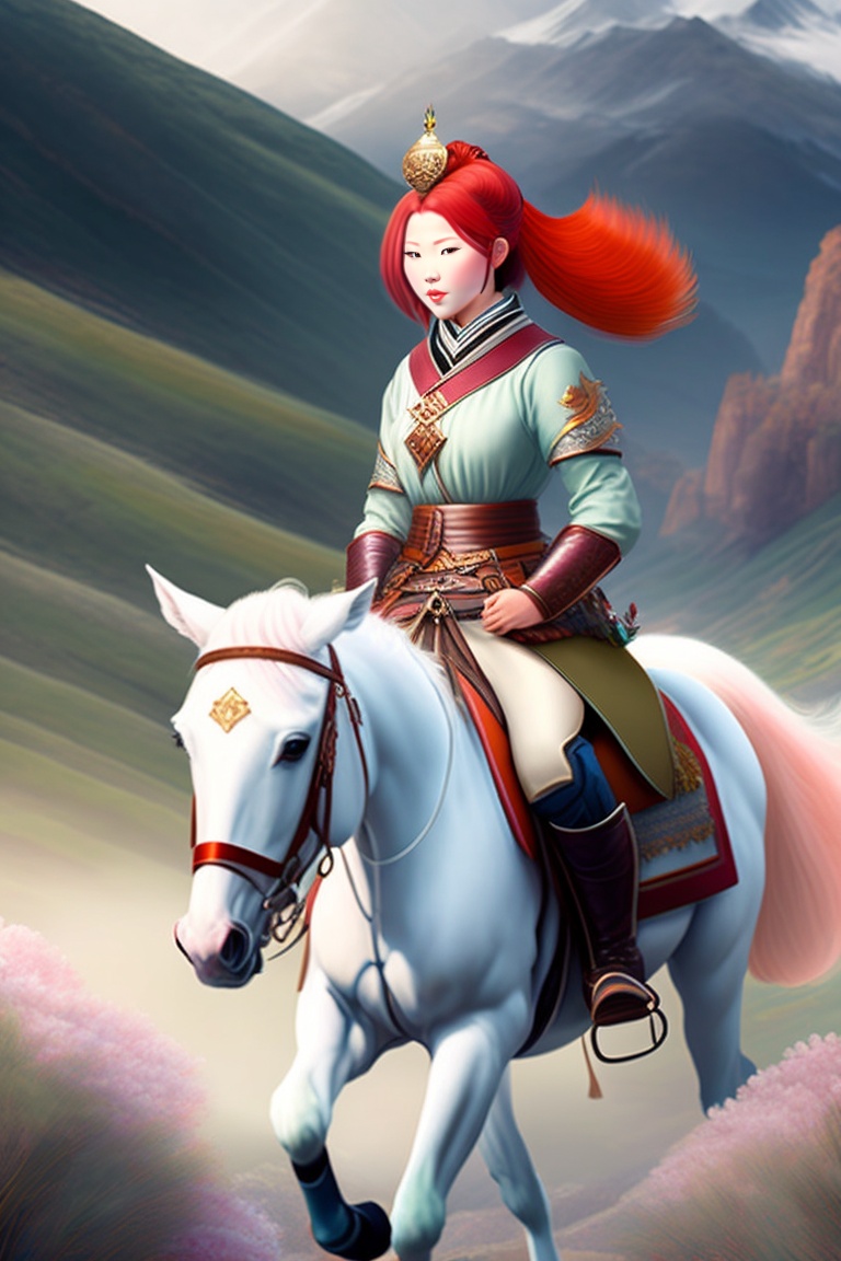Lexica - A 25-year-old woman samurai warrior with red hair, wearing a ...
