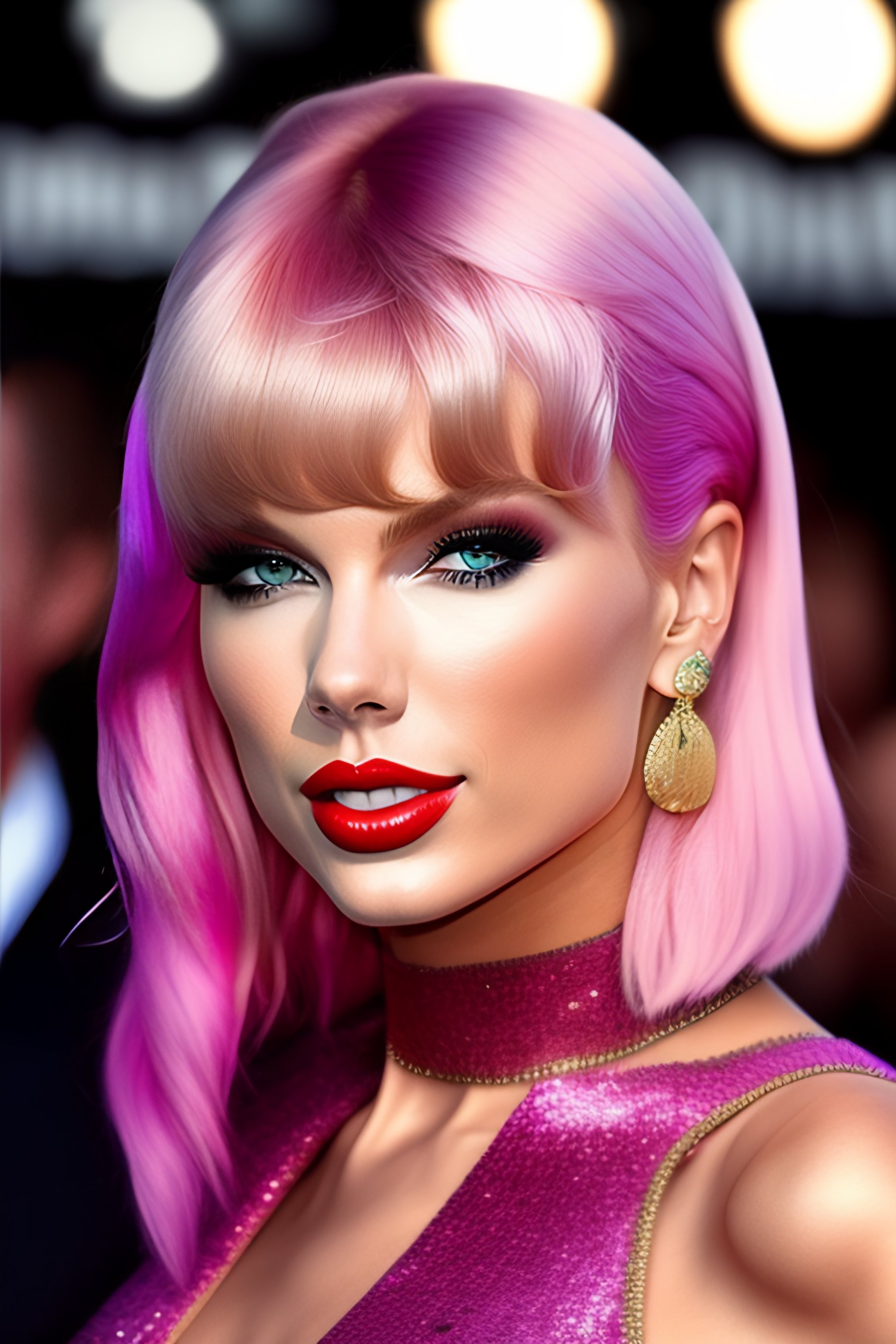 Lexica Taylor swift with pink hair highlights