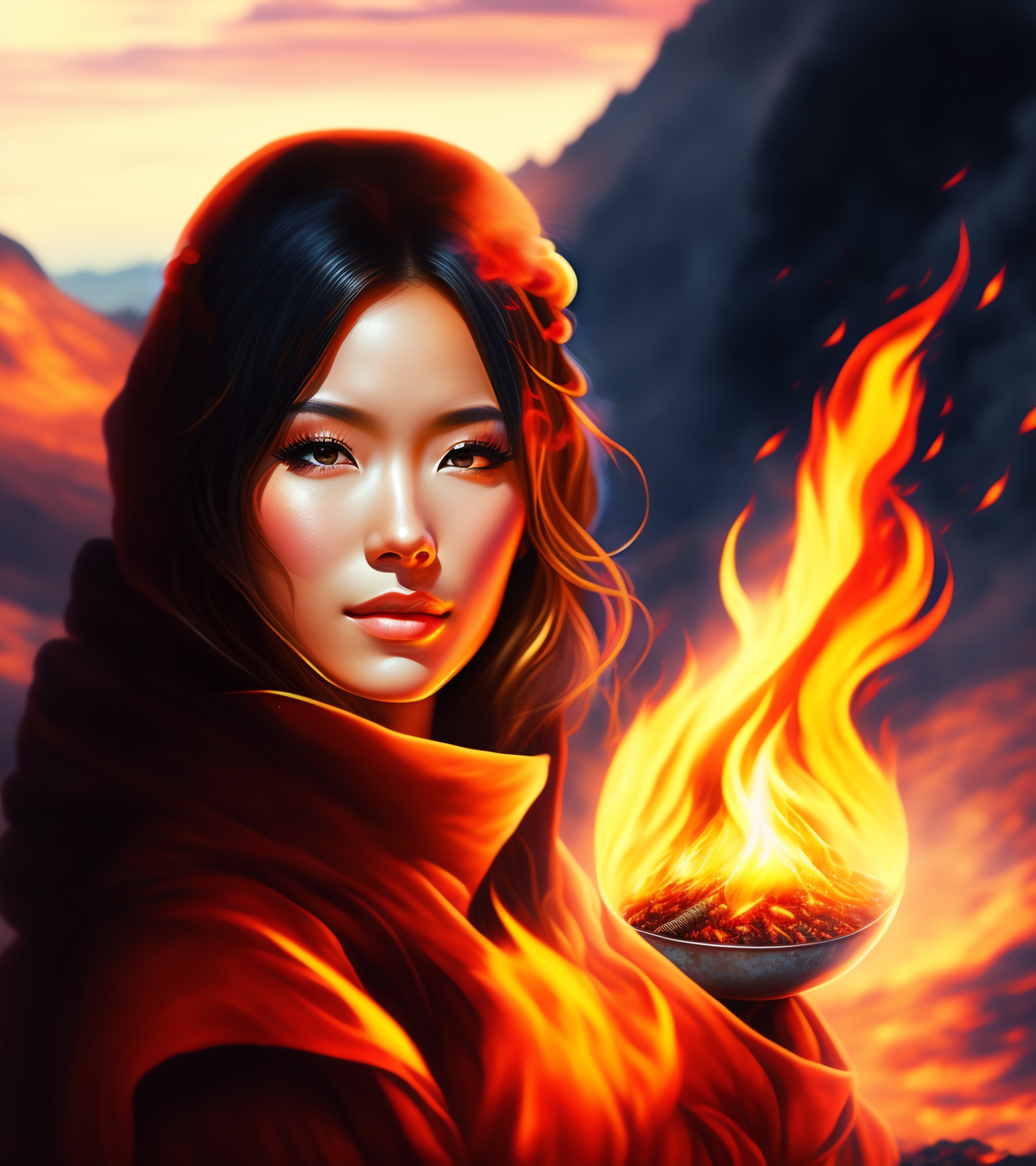 anime girl fire mage