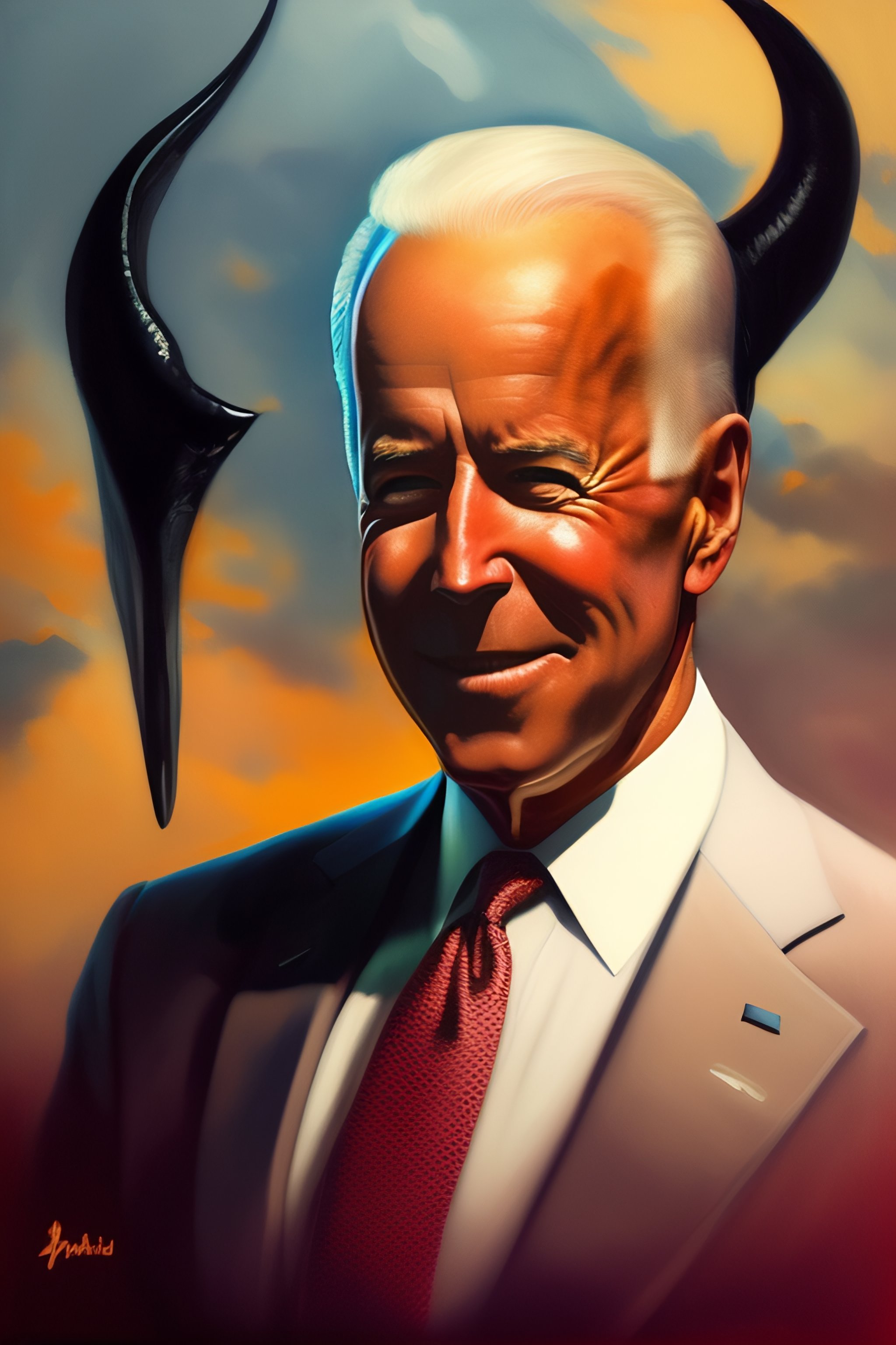 Lexica - A painting of joe biden with devil horns