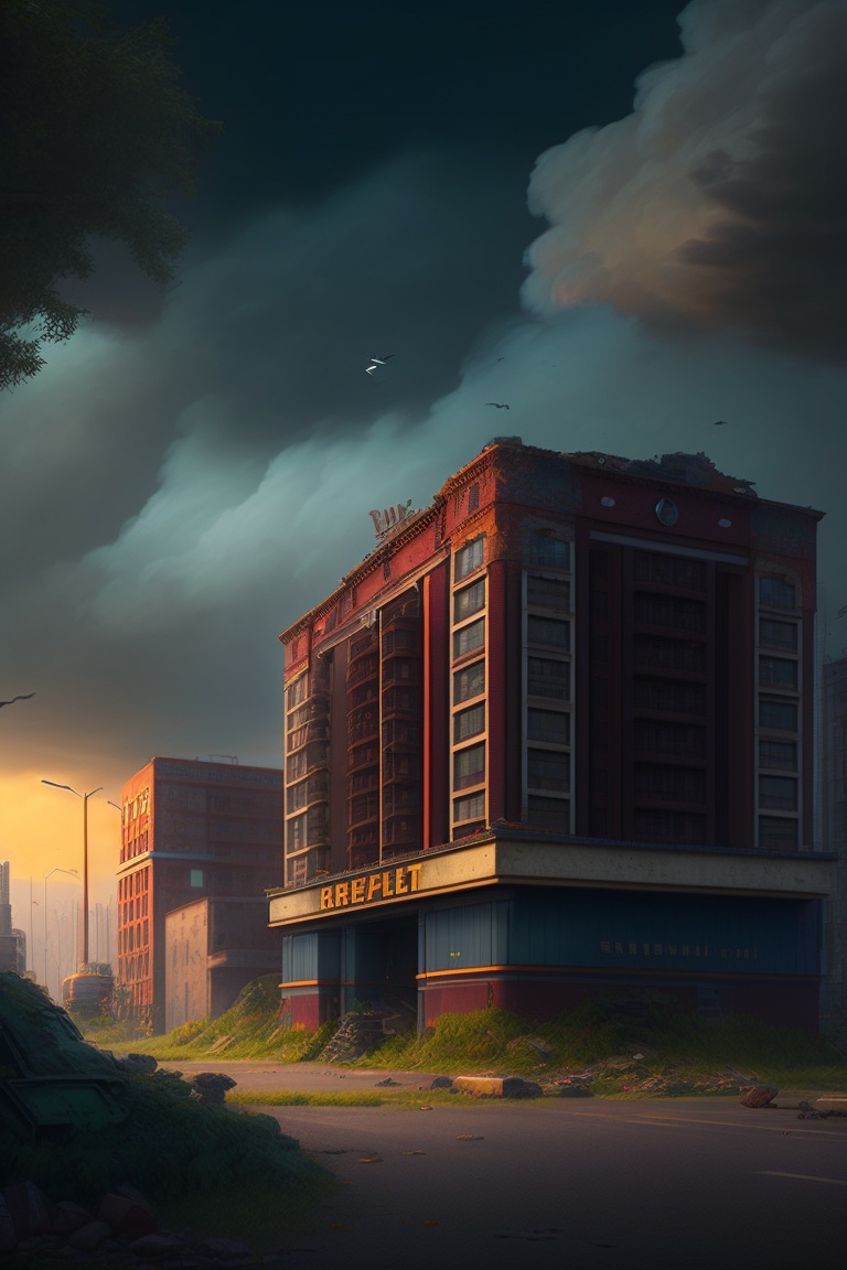 Lexica - Cityscape in ruins, reminiscent of the city of Springfield ...