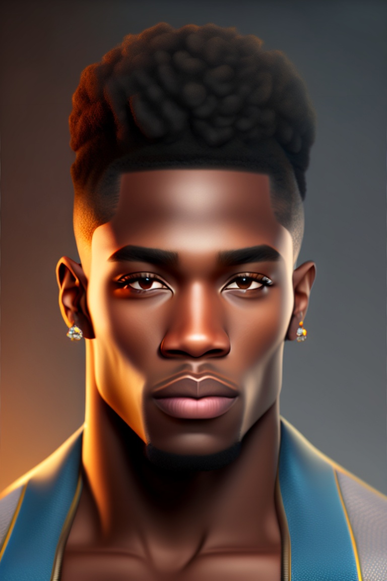 Lexica Dark Skinned Male With Short Straight Hair Staring Directly At