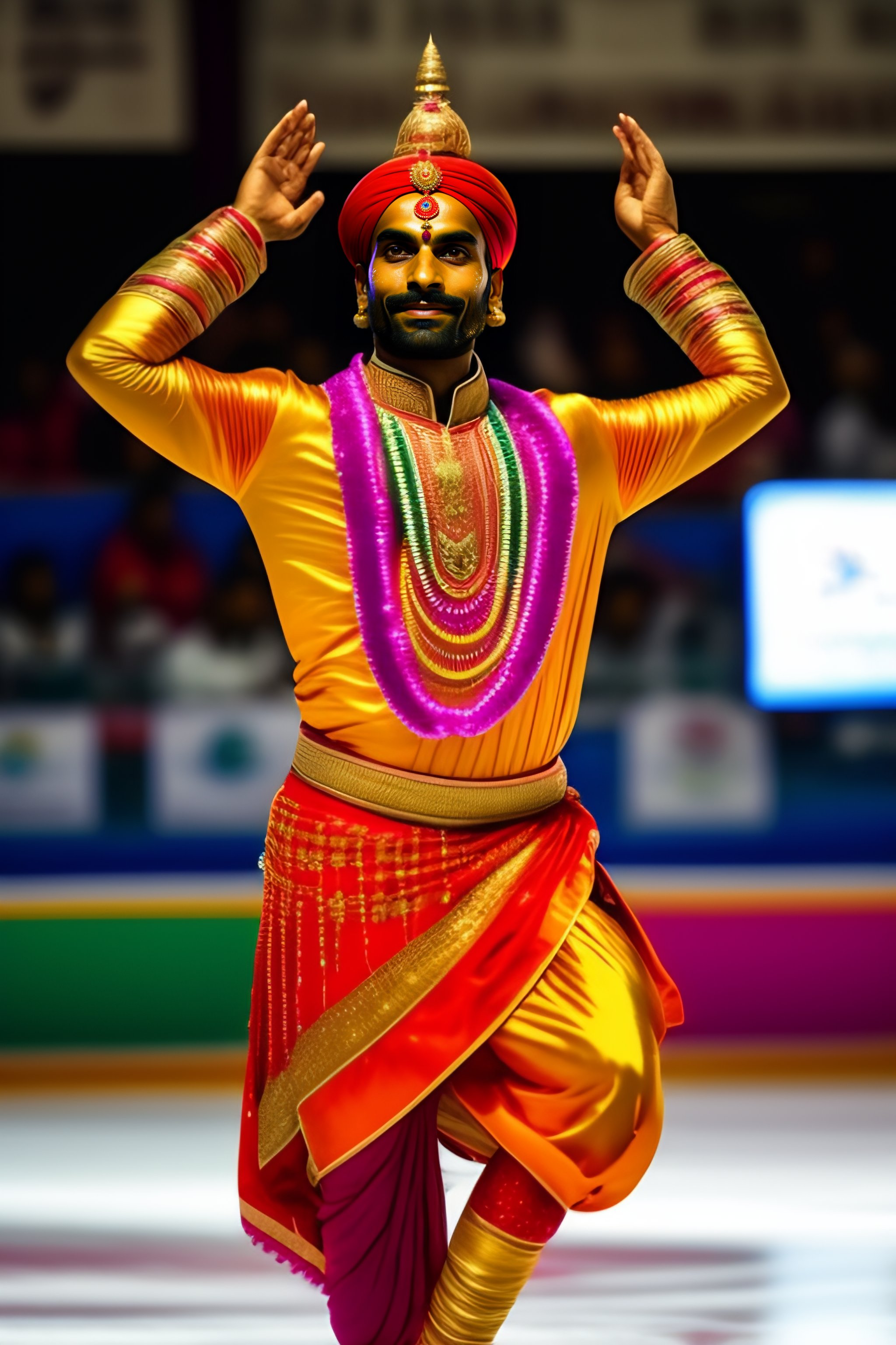 Lexica Indian Hindu Punjabi male wearing traditional dress skating in