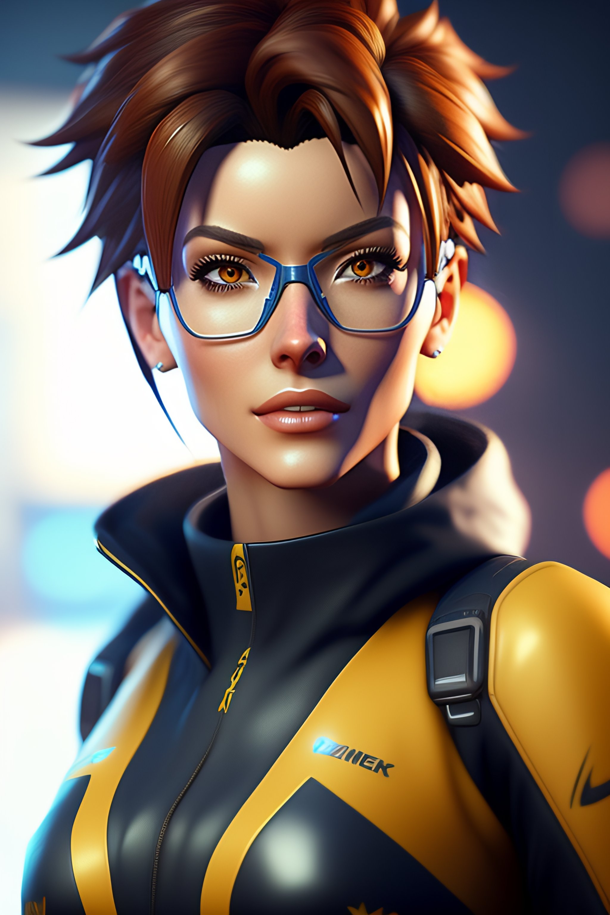 Lexica - A 3D realistic render of Tracer from the video game Overwatch 2