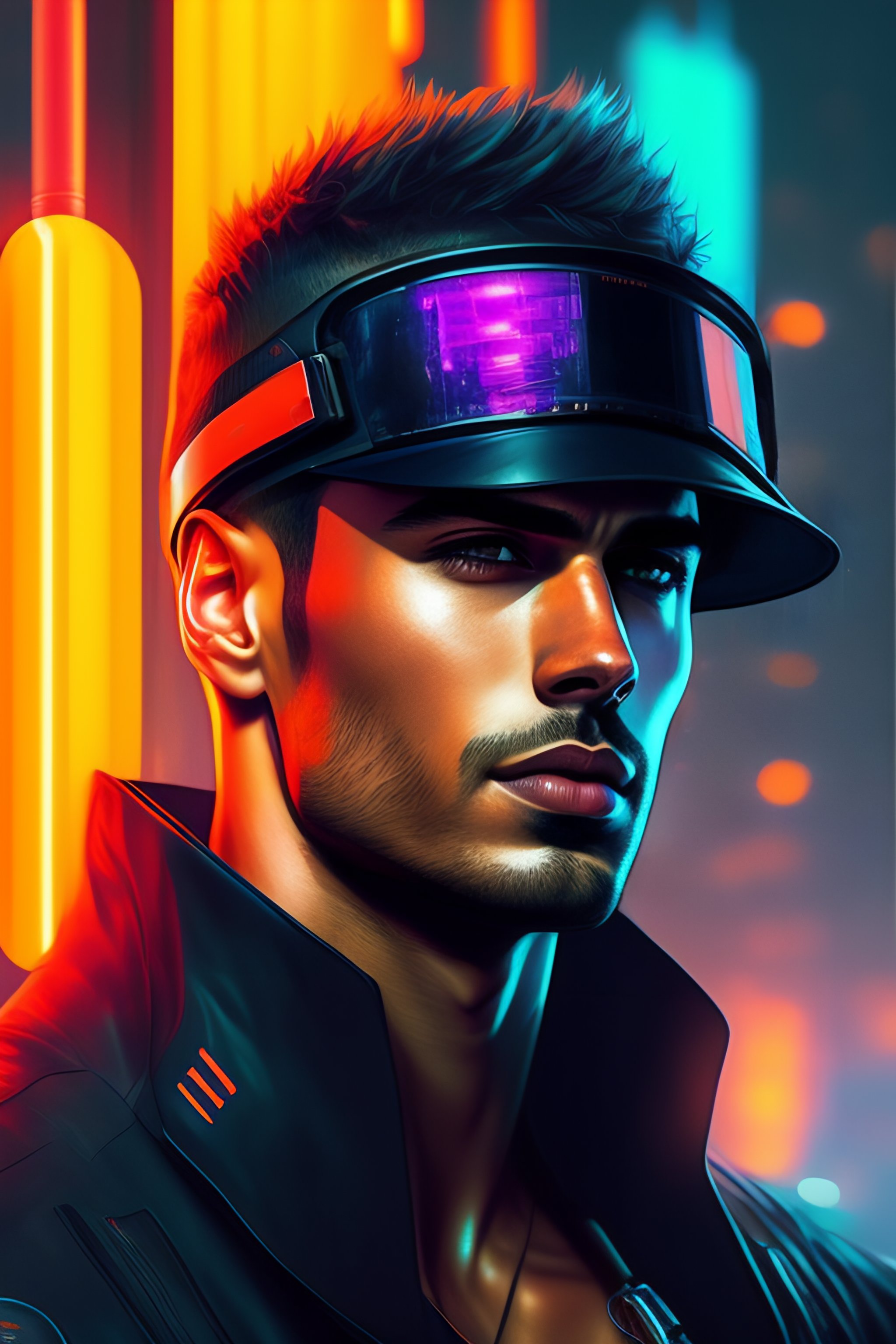 Lexica - Theo james , cyberpunk futuristic neon. by ismail inceoglu ...