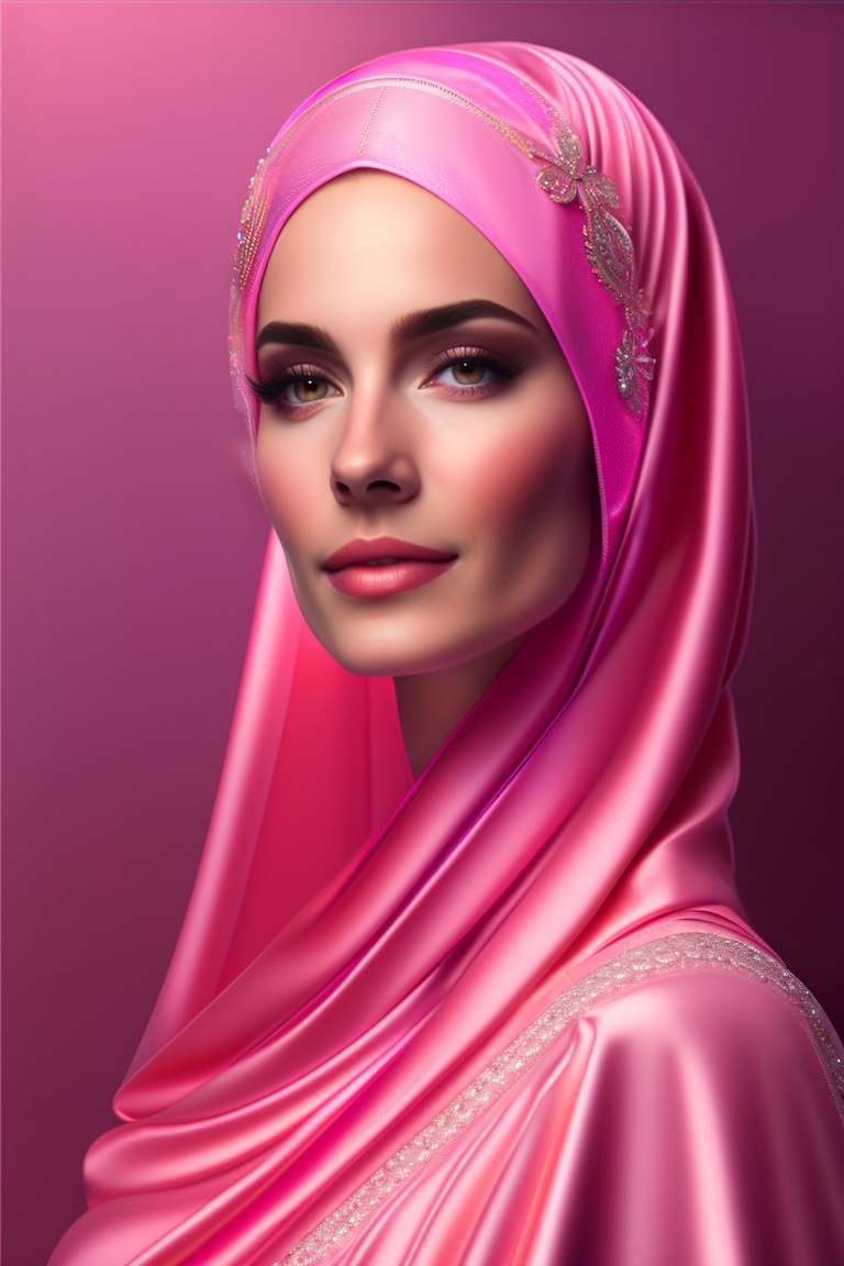 Lexica Beautiful 38 year old veiled woman, wearing a pink dress