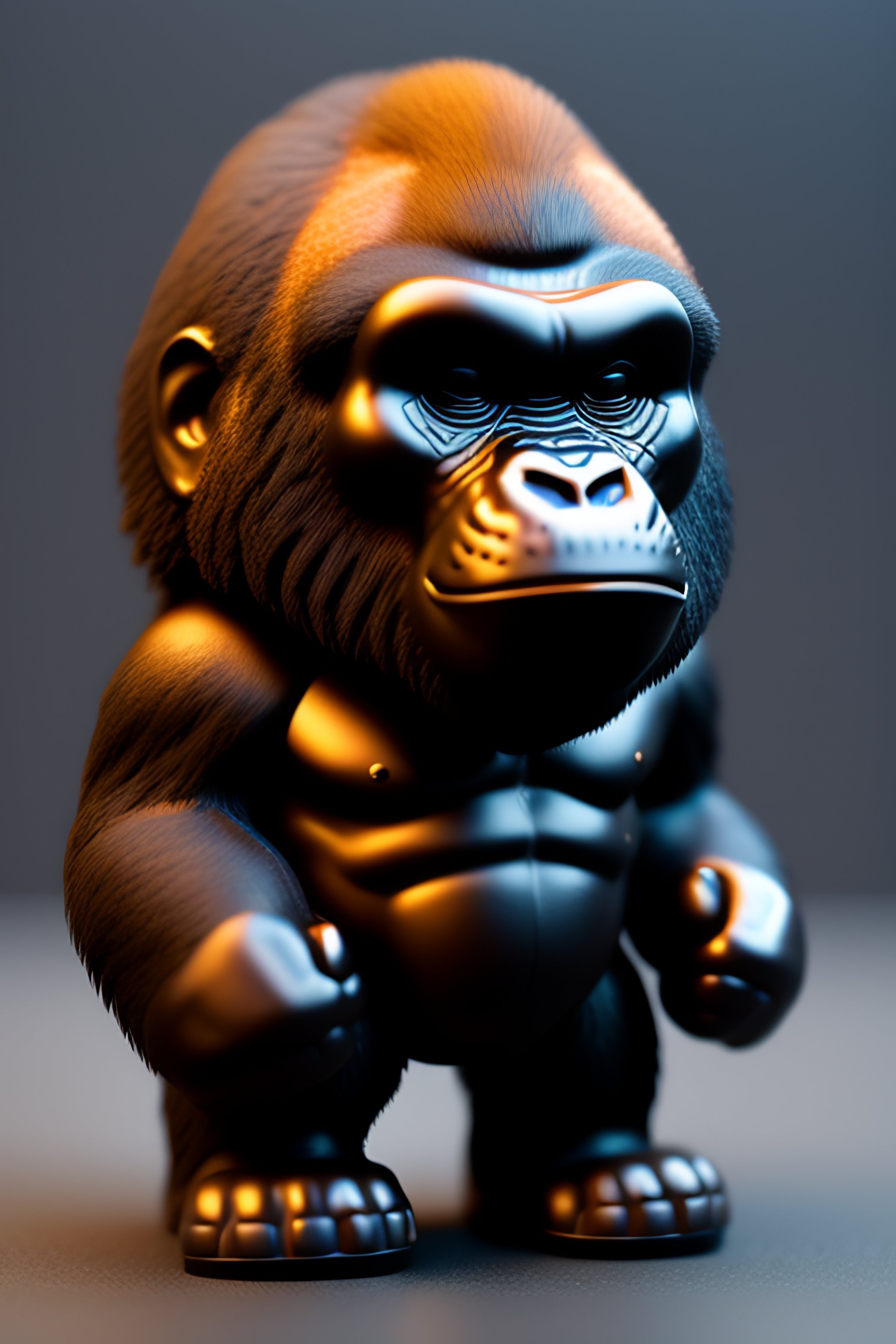 Lexica Gorilla character brutal in the jacket 3d render funko pop