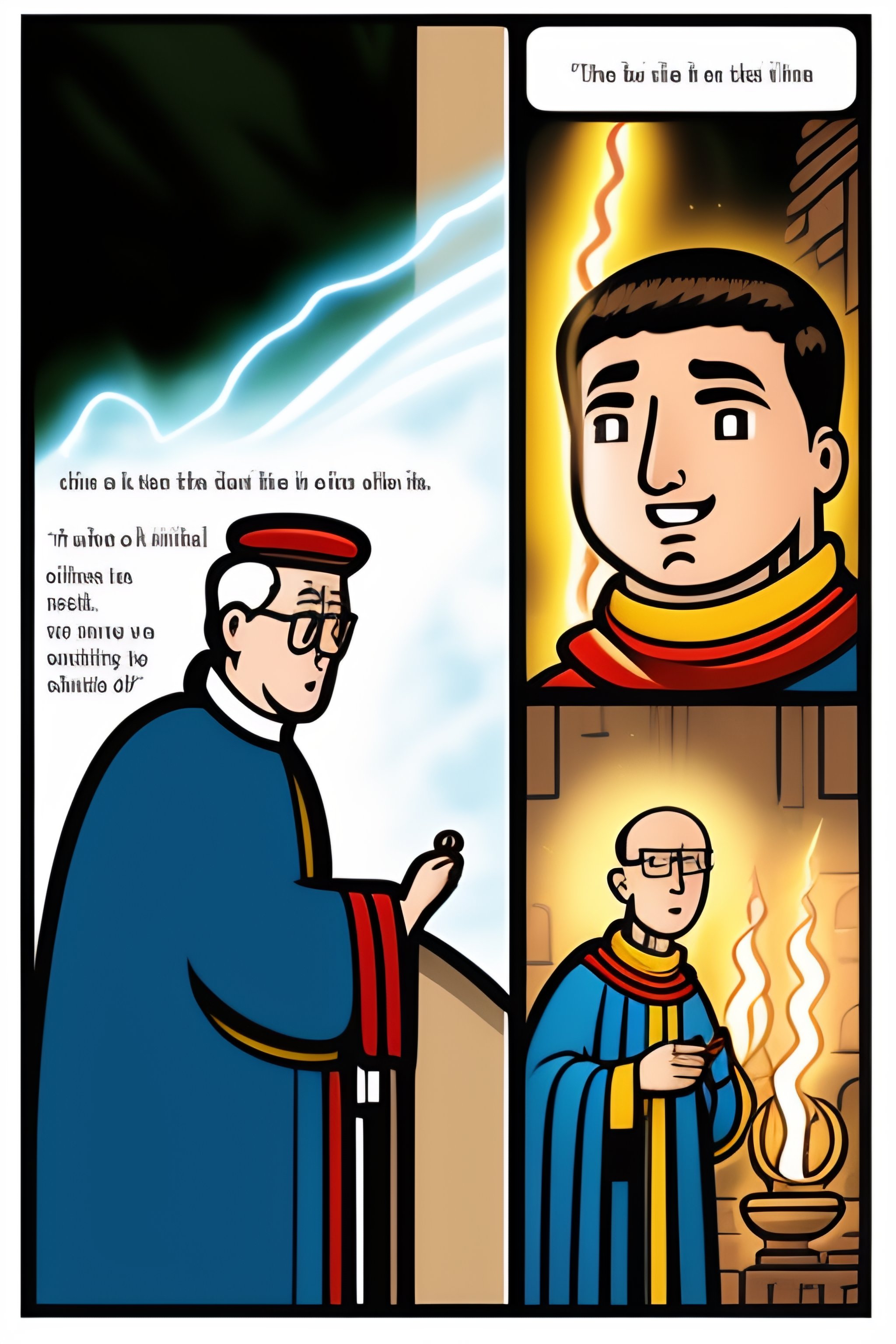 Lexica - Multipanel Cartoon Comic of catholic Monk being hit by ...