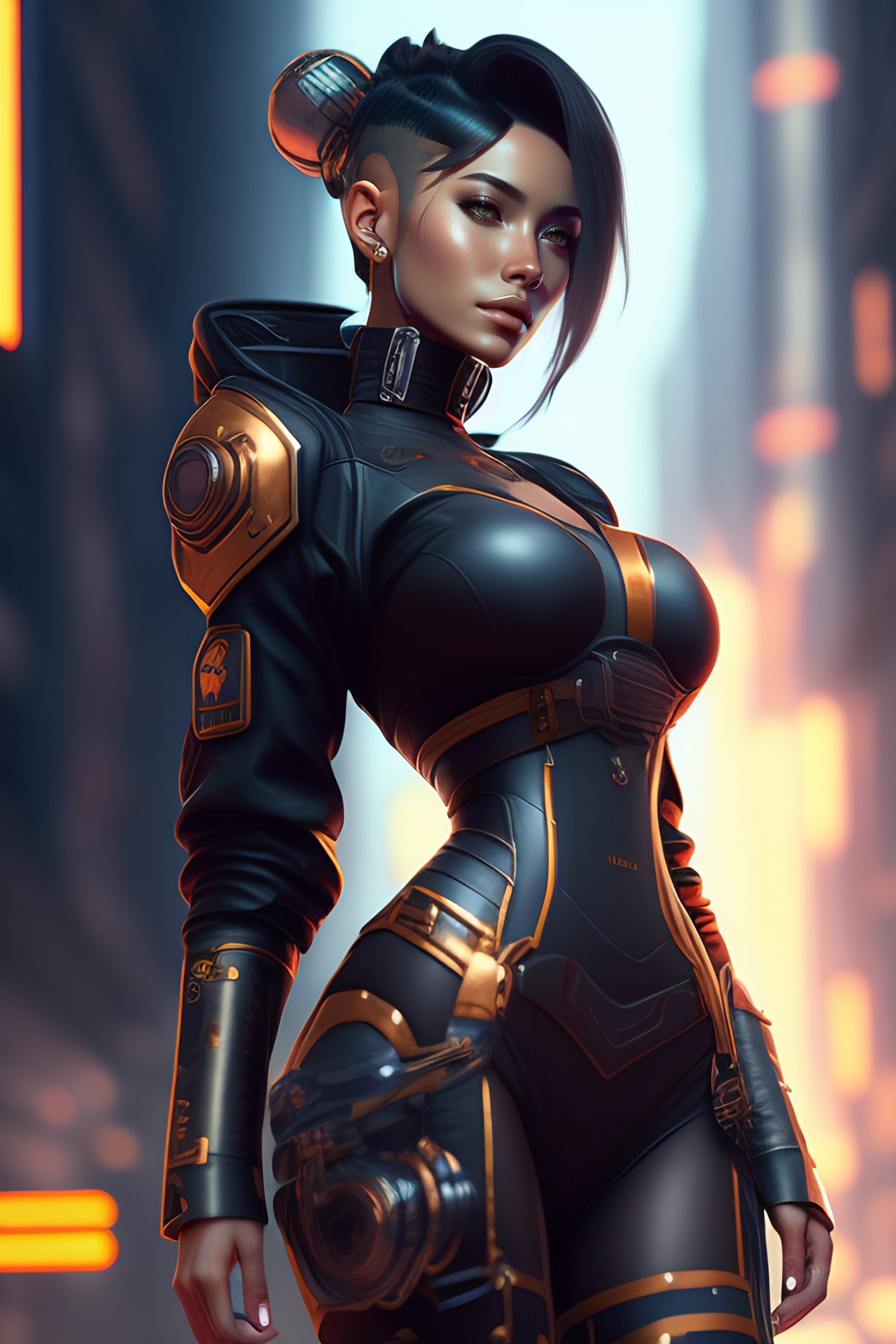 Lexica - Mech Punk ((full body)) clothes with short hair girl, battle ...