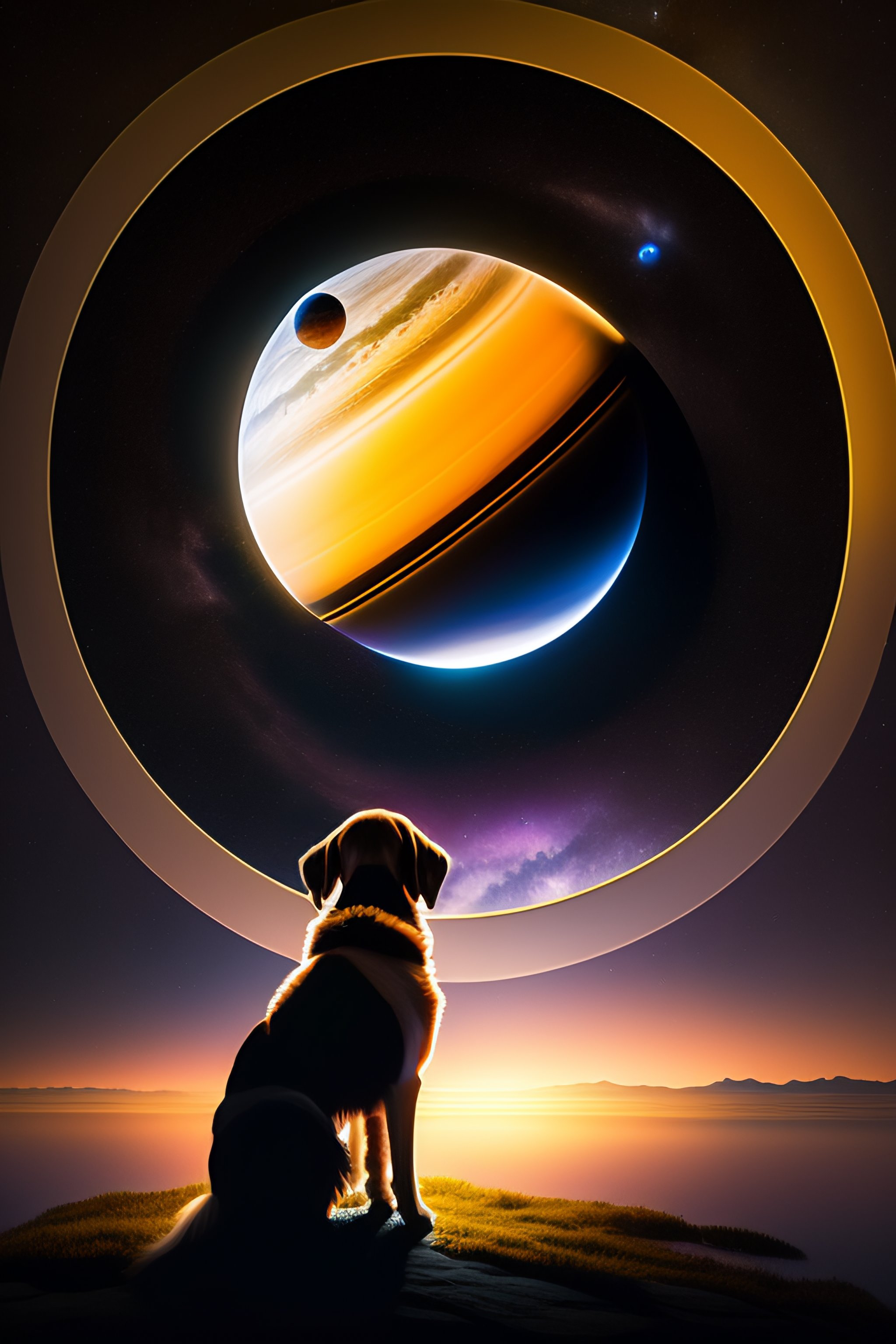 Lexica Saturn in the Moonlight with a Dog