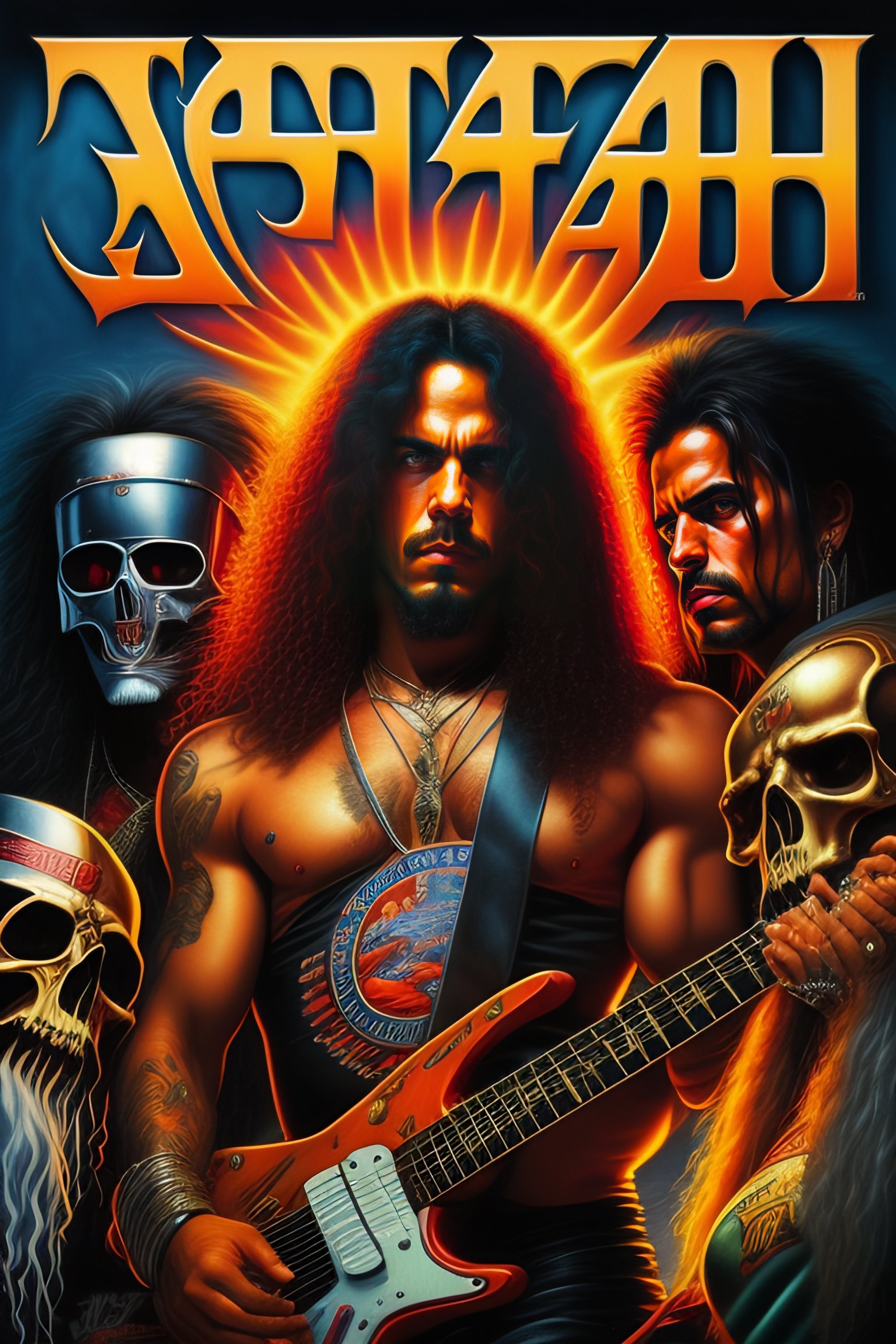 Lexica Thrash metal album cover in the style of stefan kostic, 1985