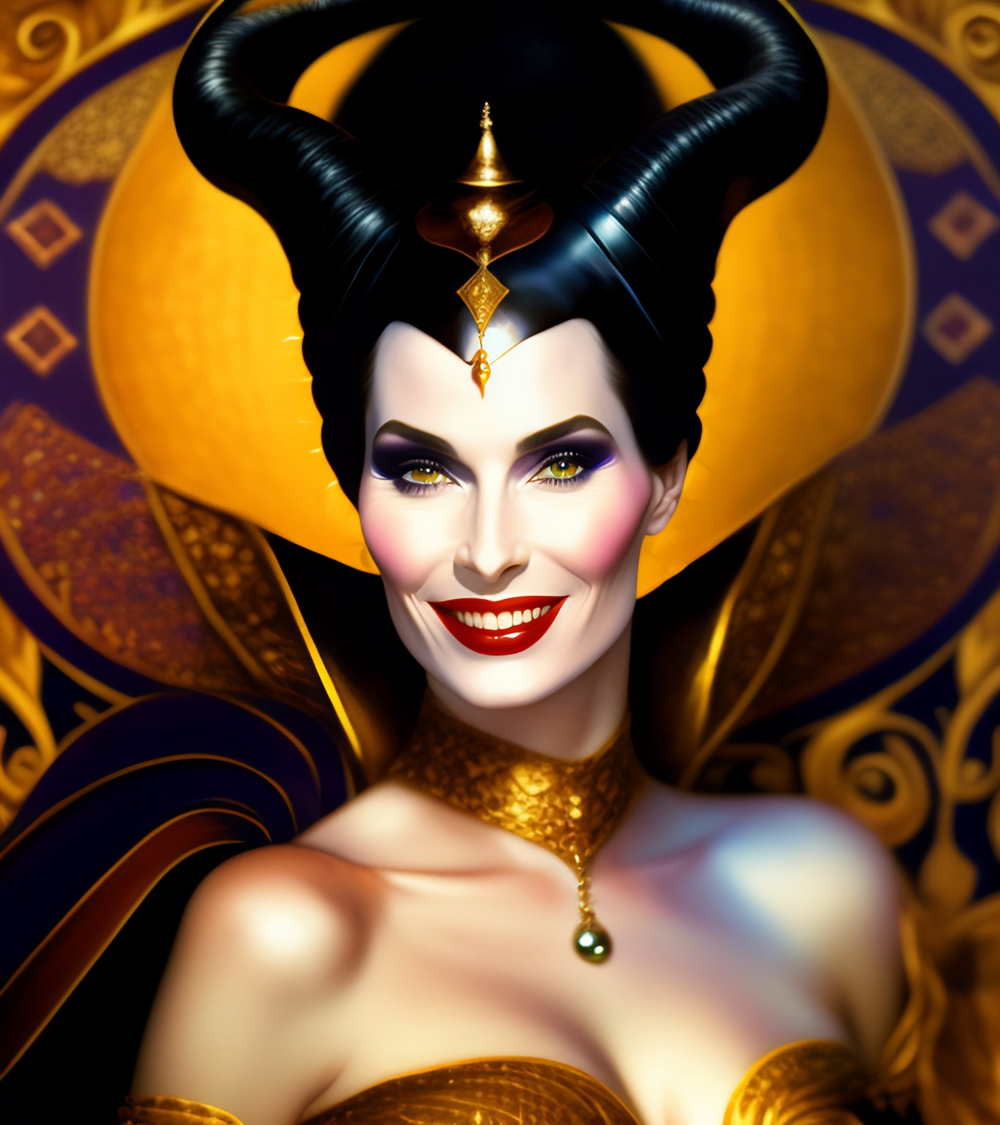 lexica-maleficent-making-bad-character-smile-by-gustav-klimt