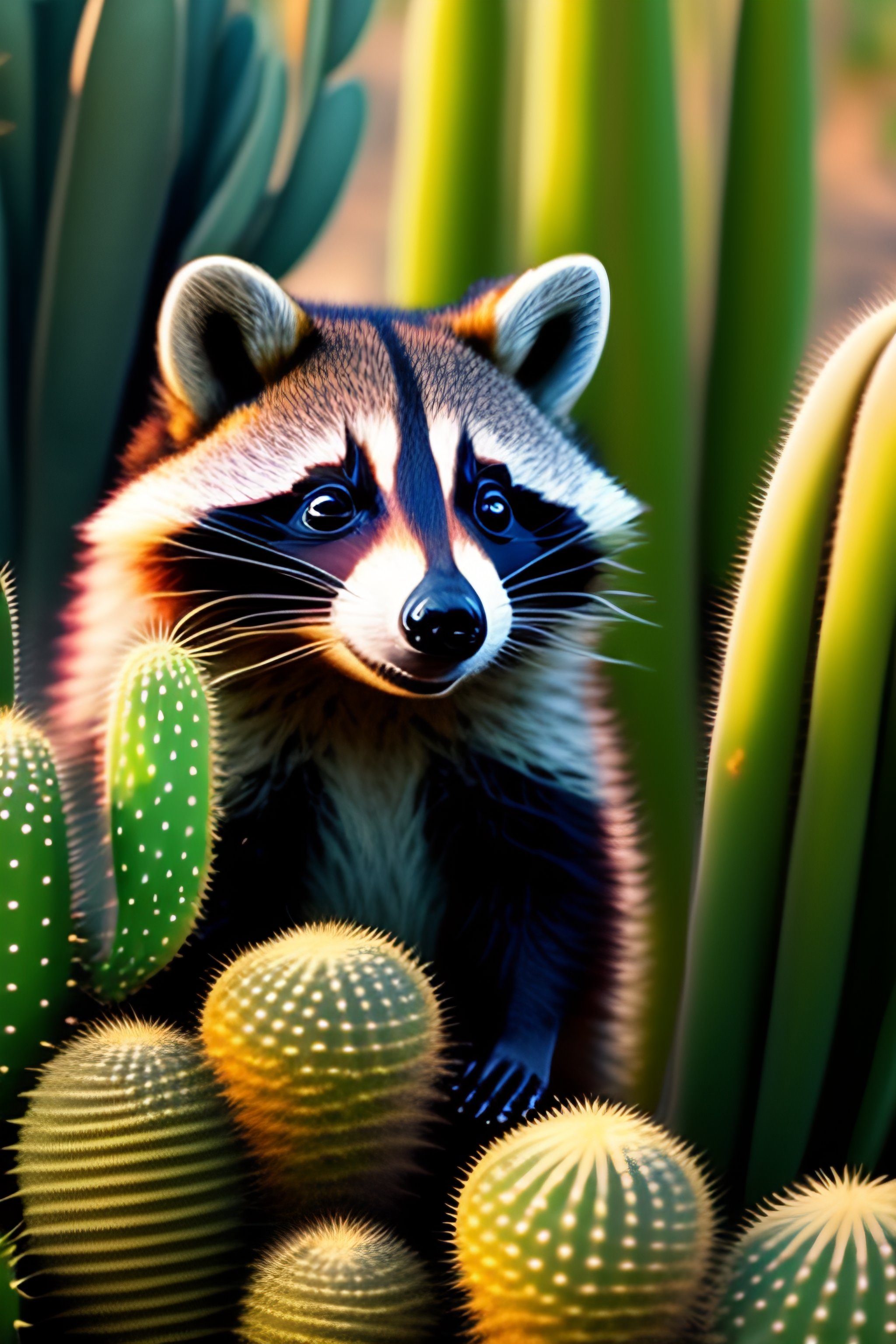 Lexica - Raccoon loves cactuscat
